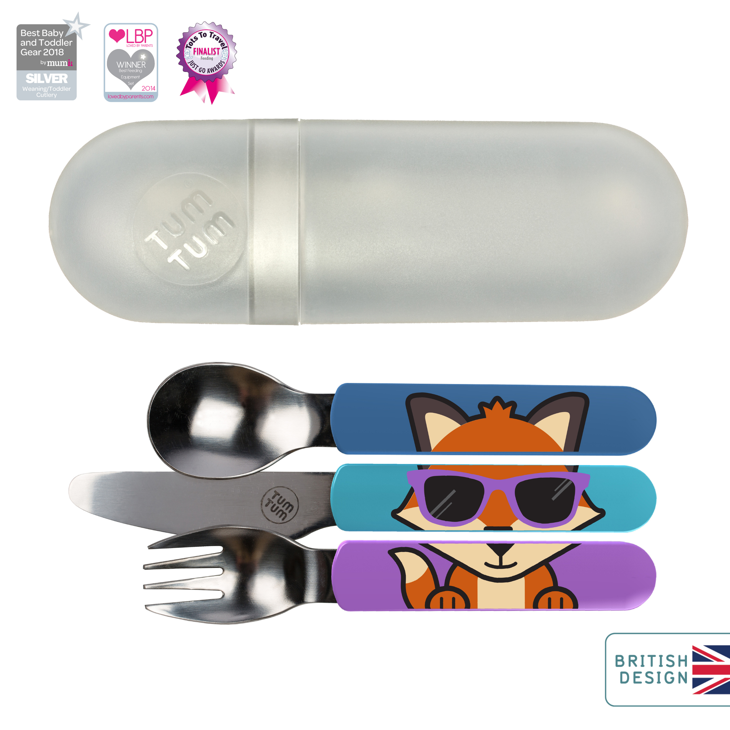 Tum Tum Cutlery Felicity Fox couverts enfant avec étui