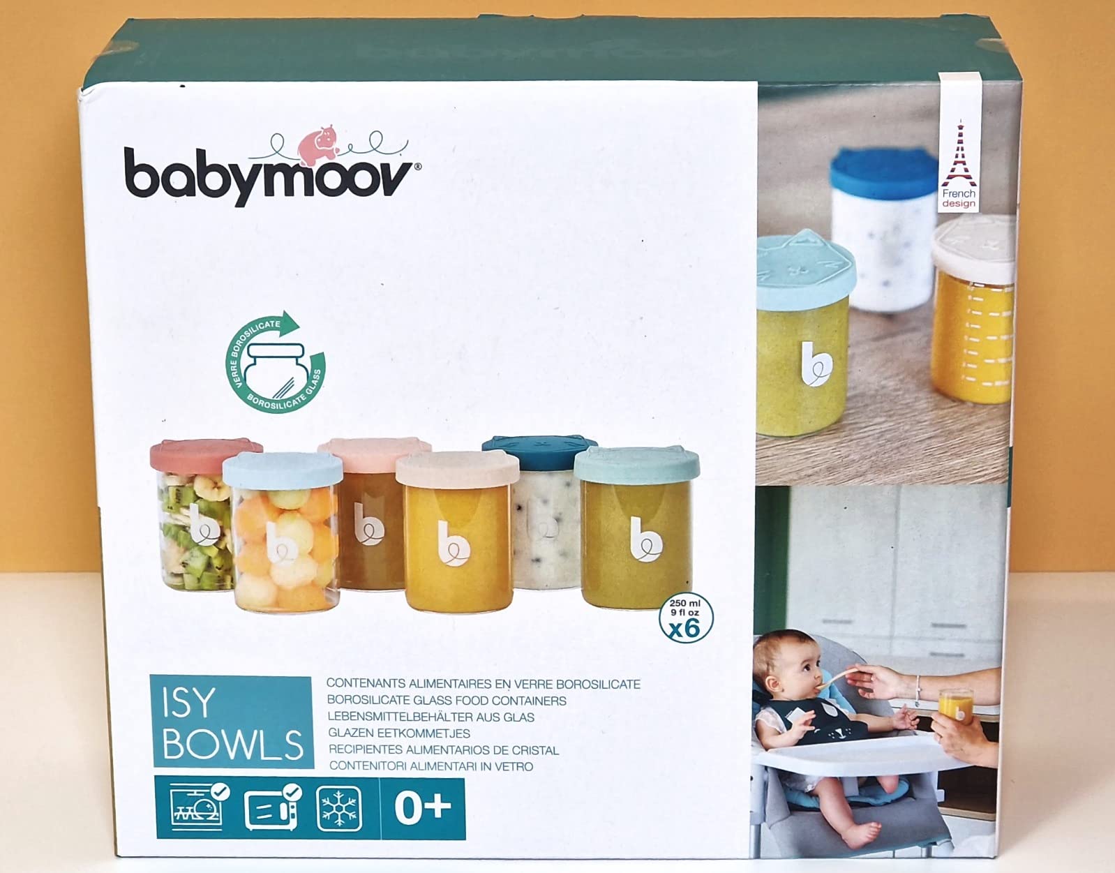 Babymoov Isy Bowls pots de conservation en verre 9 pièces hermétiques