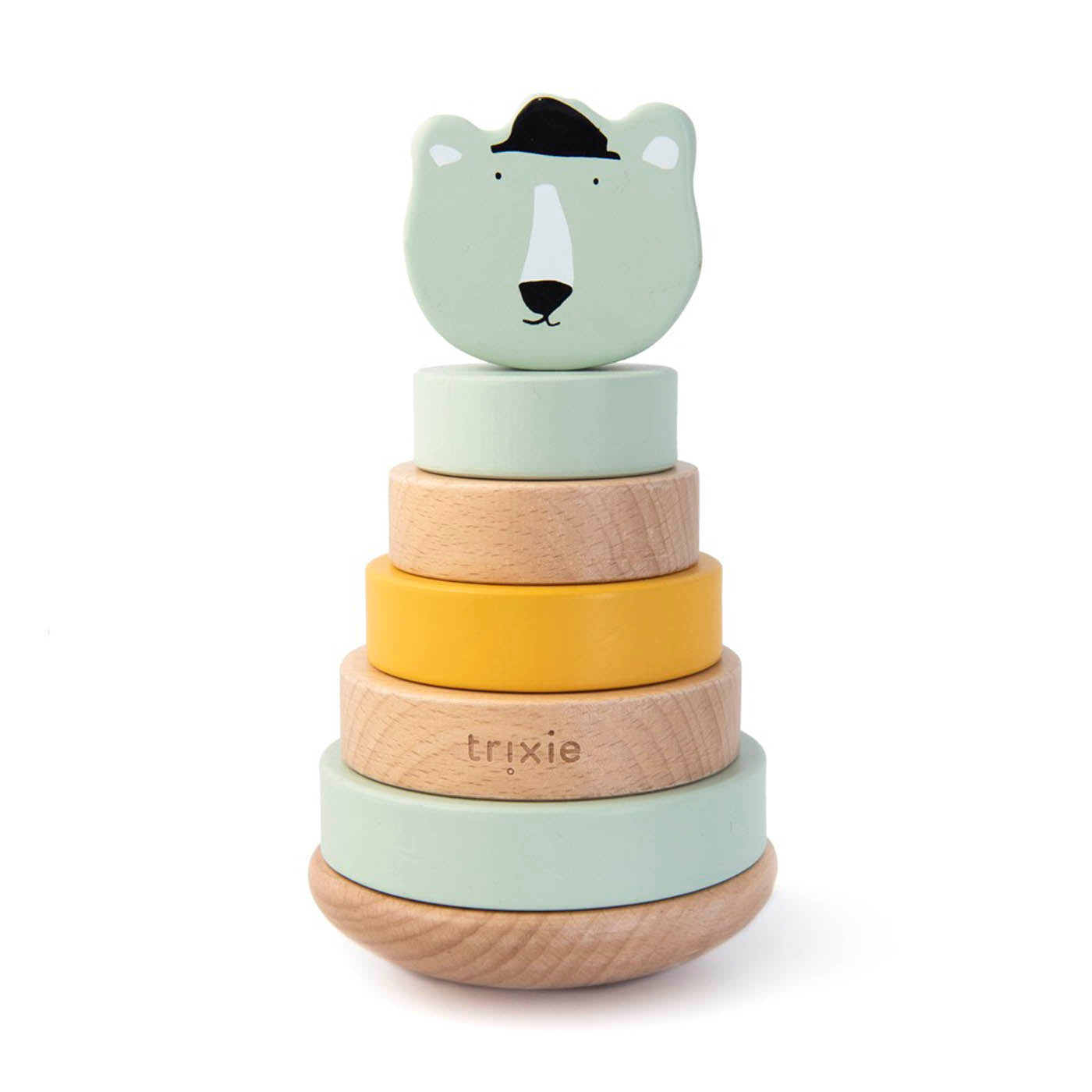 Trixie Baby Jouets à empiler Tour à empiler en bois Mr. Polar Bear