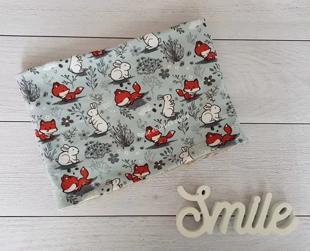 Rose et rêves dorés Chèches, foulards, snoods Snood doux petits lapins et renards 4-24 mois tour de cou