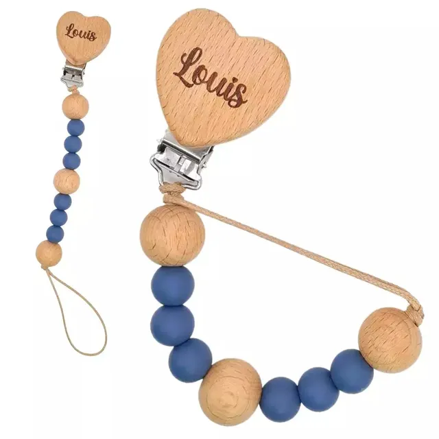 Baby-Crea Attache tétine personnalisée cœur en silicone Vert olive