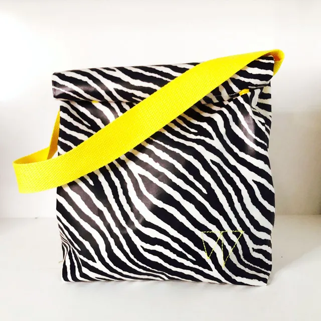 PIOLOU Le Lunch-Bag GM Lunch-bag zèbre noir et blanc sac déjeuner enduit