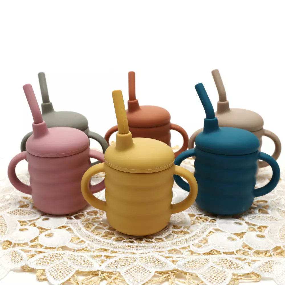 Baby-Crea Vaisselle Bébé tasse d’apprentissage rouge tomette anti-fuite