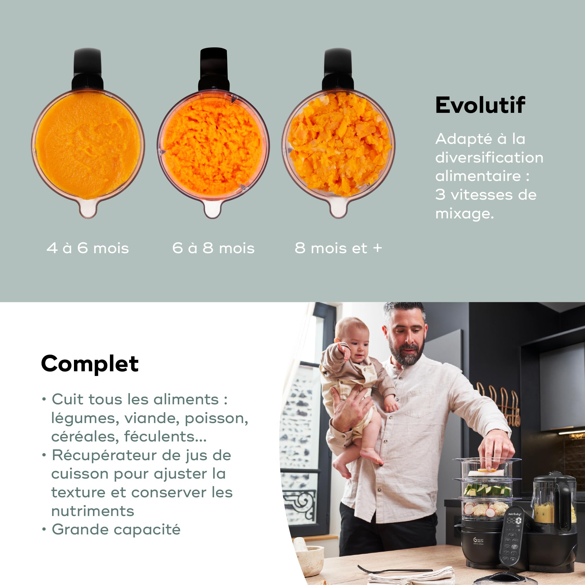 Babymoov Nutribaby(+) XL robot cuiseur bébé 2,9 L noir vapeur