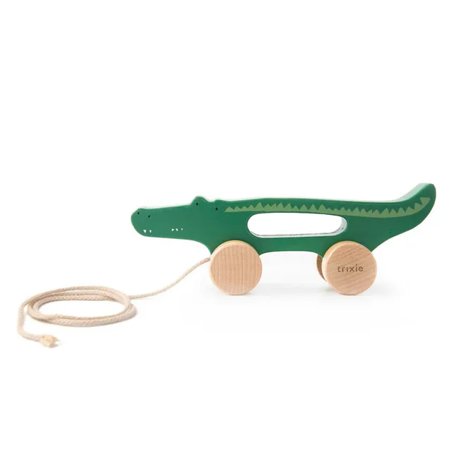 Trixie Baby Jouets à pousser et à tirer Jouet à tirer en bois Mr. Crocodile