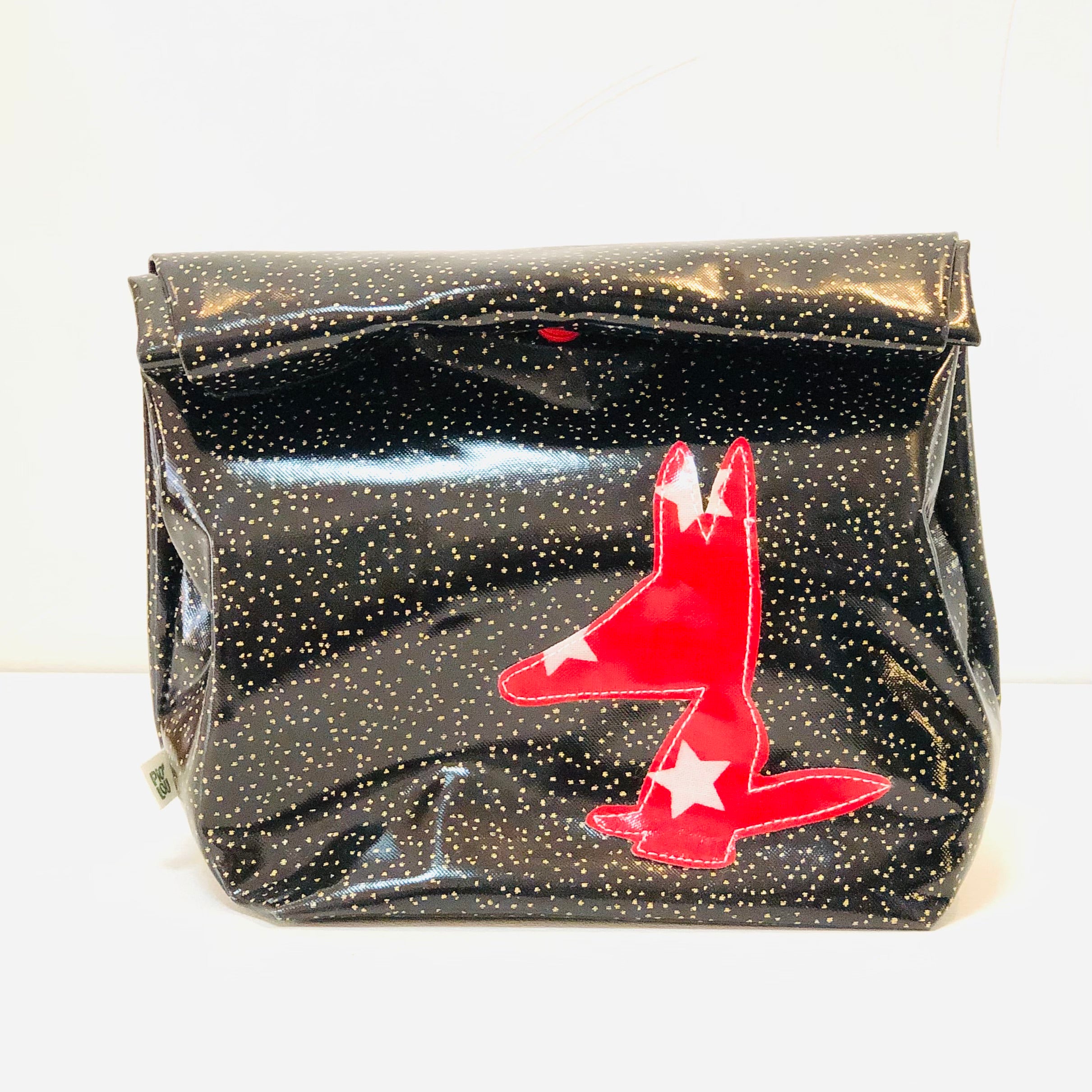 PIOLOU Le lunch-bag PM Lunch-bag noir pailleté doré 15 x 13 x 8 cm