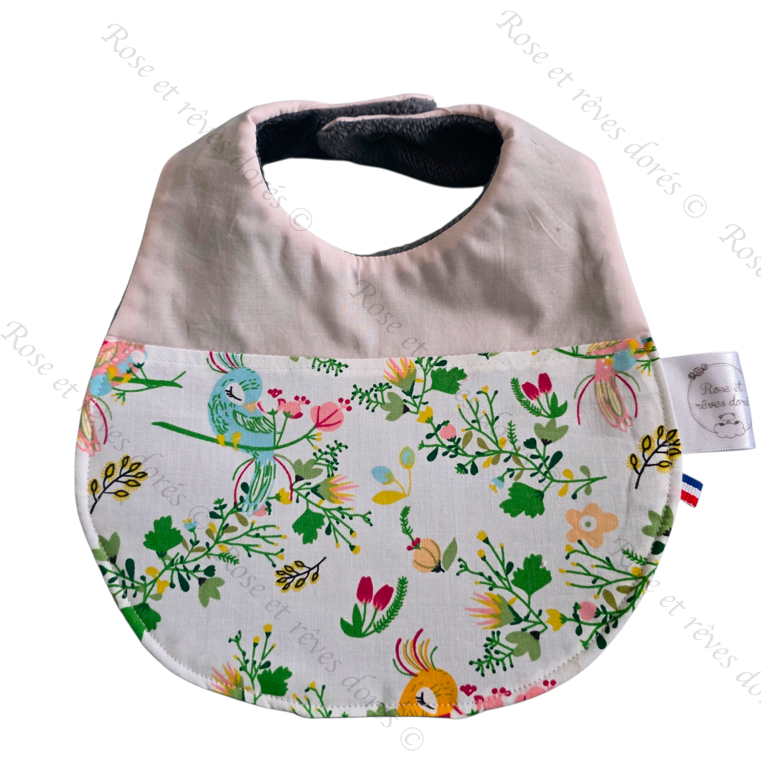 Rose et rêves dorés Bavoirs Envolée d’oiseaux de paradis bavoir bébé absorbant