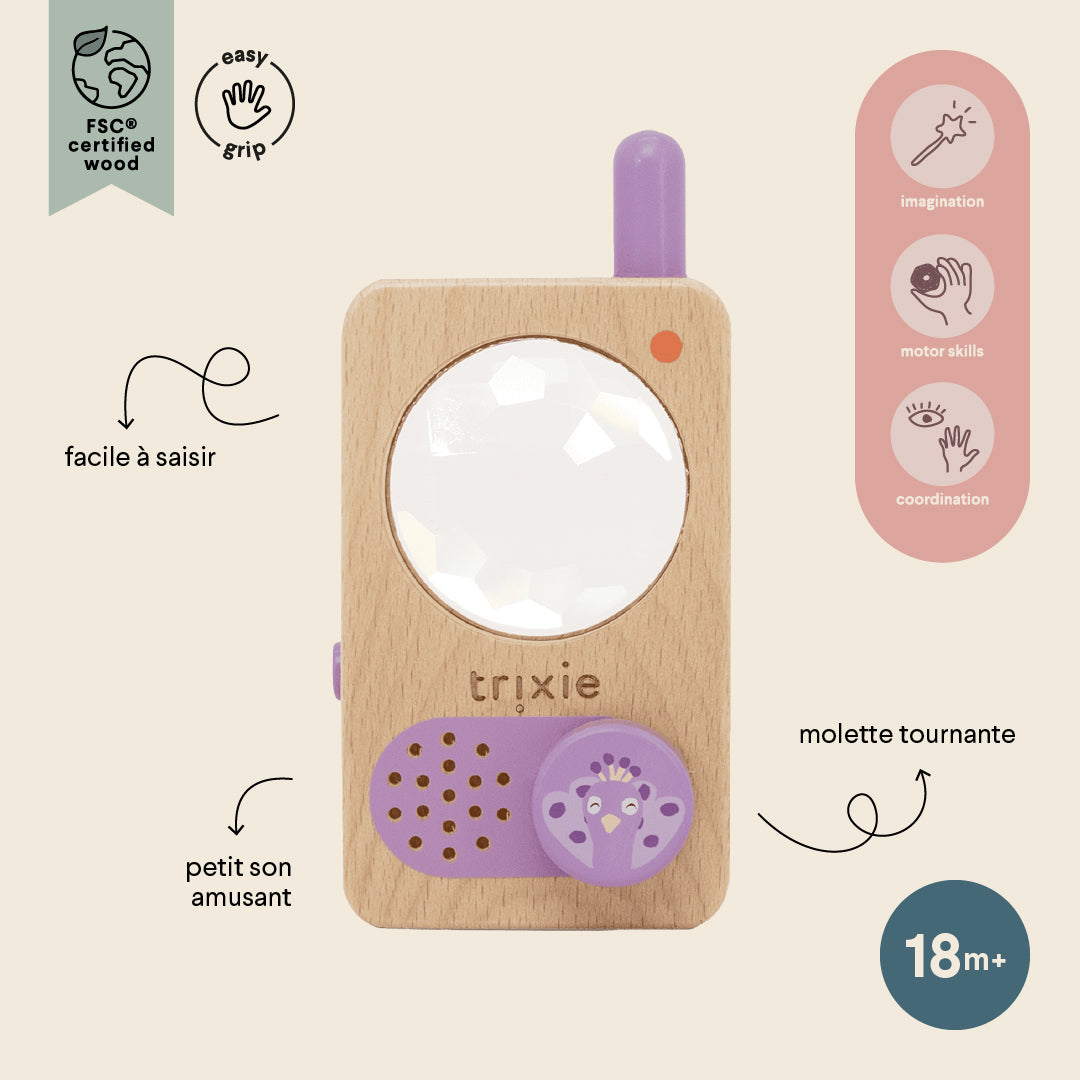 Trixie Baby Jeu symbolique talkie-walkie en bois Mrs. Peacock