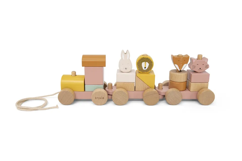 Trixie Baby Jouets à pousser et à tirer Train en bois animaux Mrs. Cat