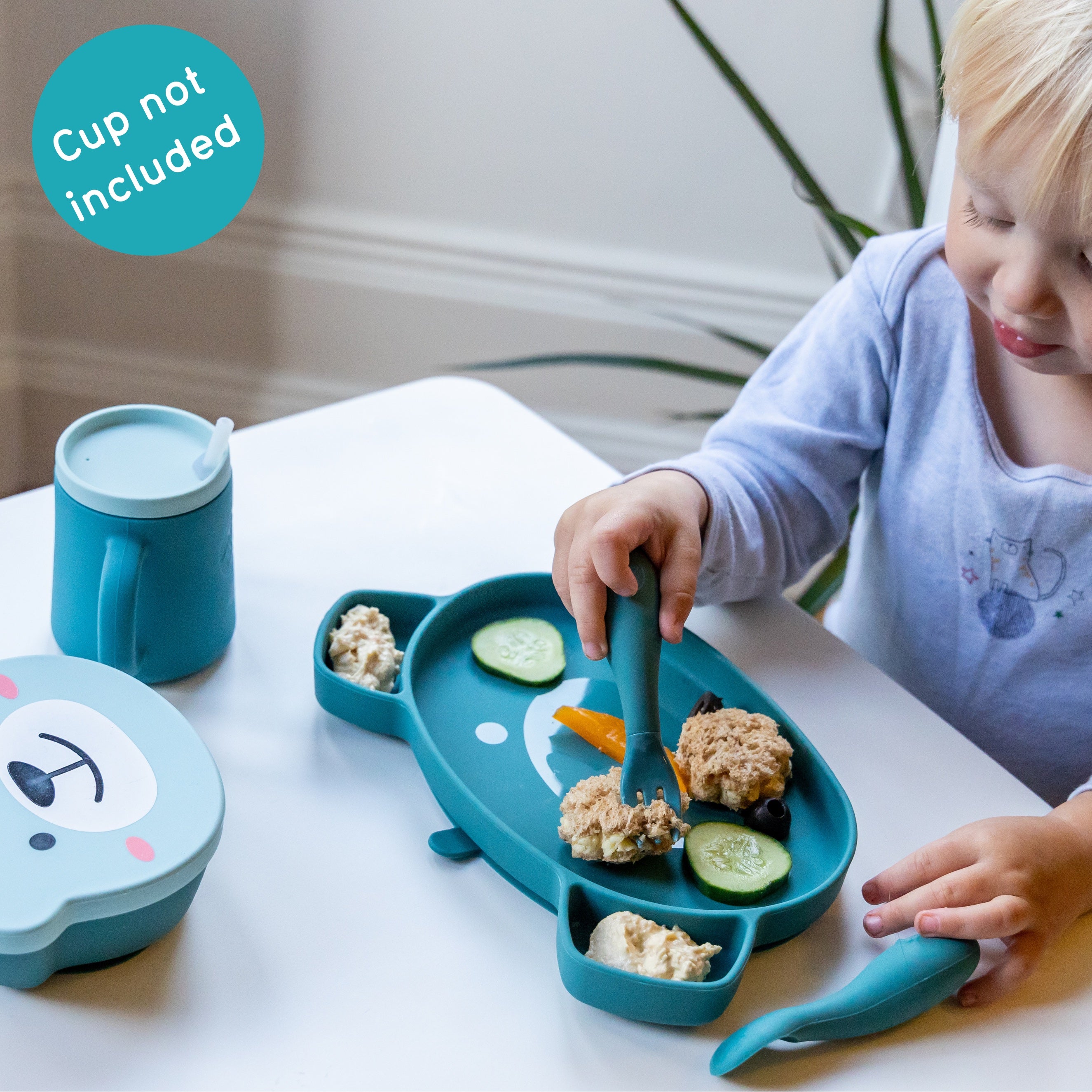 Tum Tum Bowls & Plates set repas bébé bleu en silicone avec ventouses