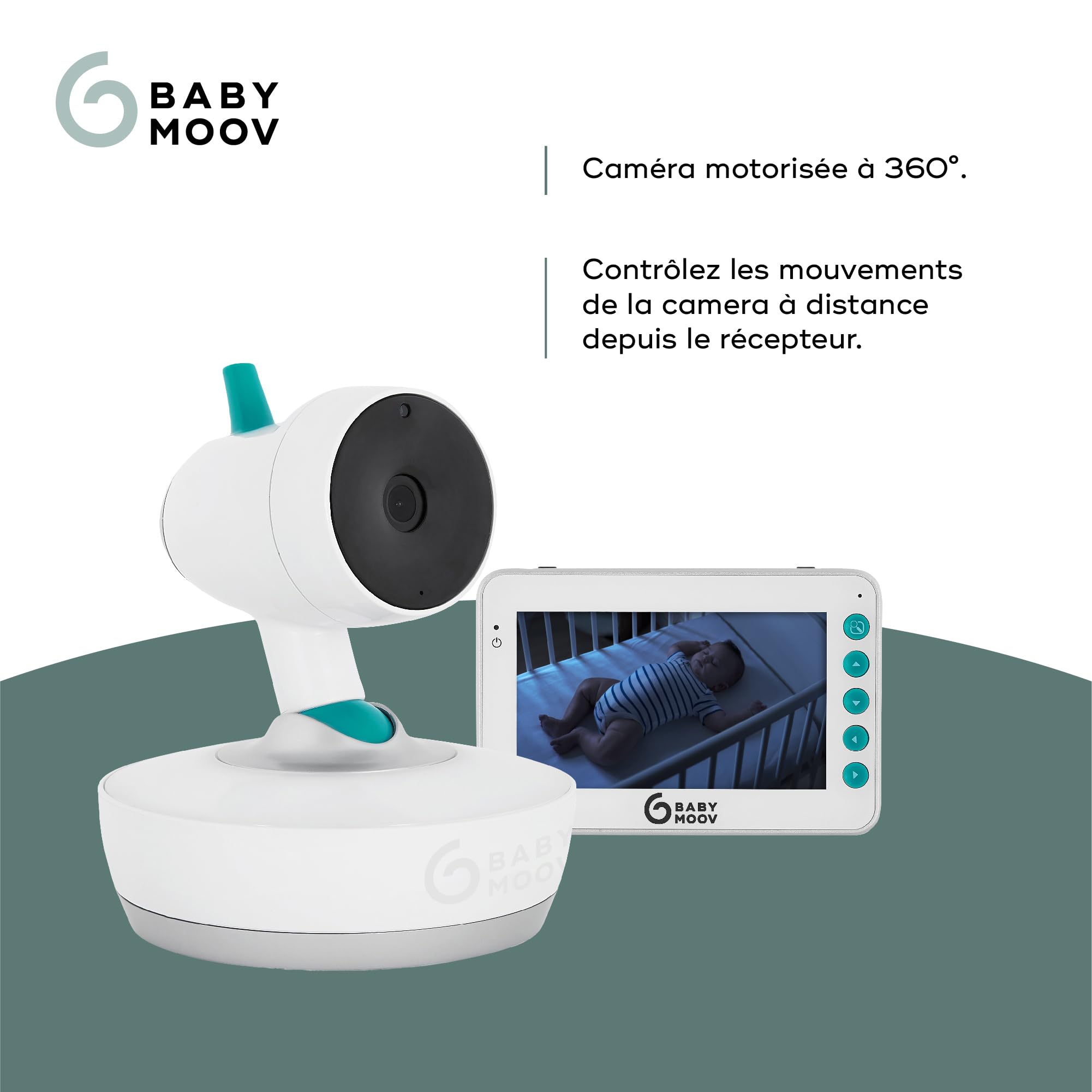 Babymoov YOO Moov babyphone vidéo caméra motorisée, écran 4,3 pouces