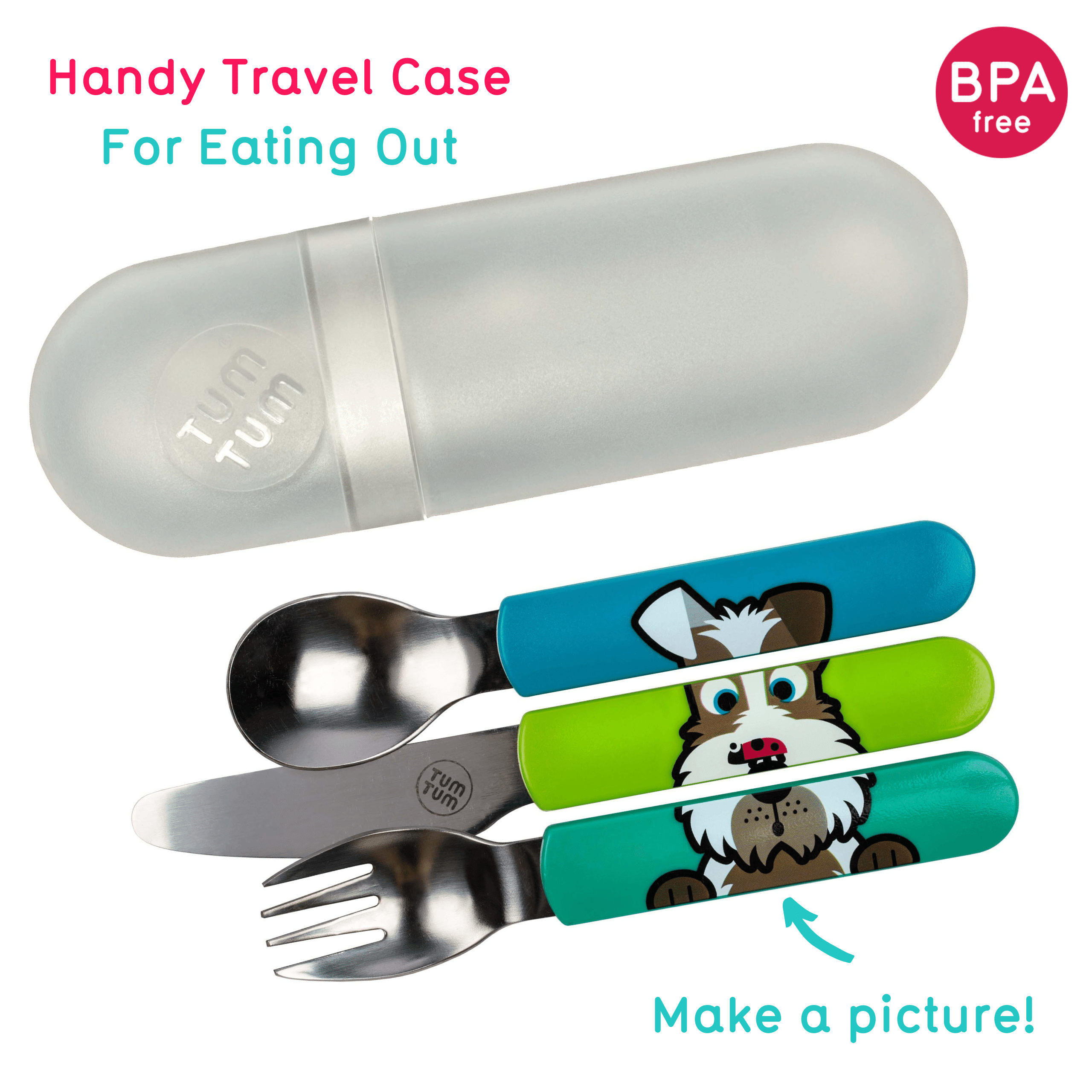 Tum Tum Cutlery Scruff the Dog couverts enfant avec étui