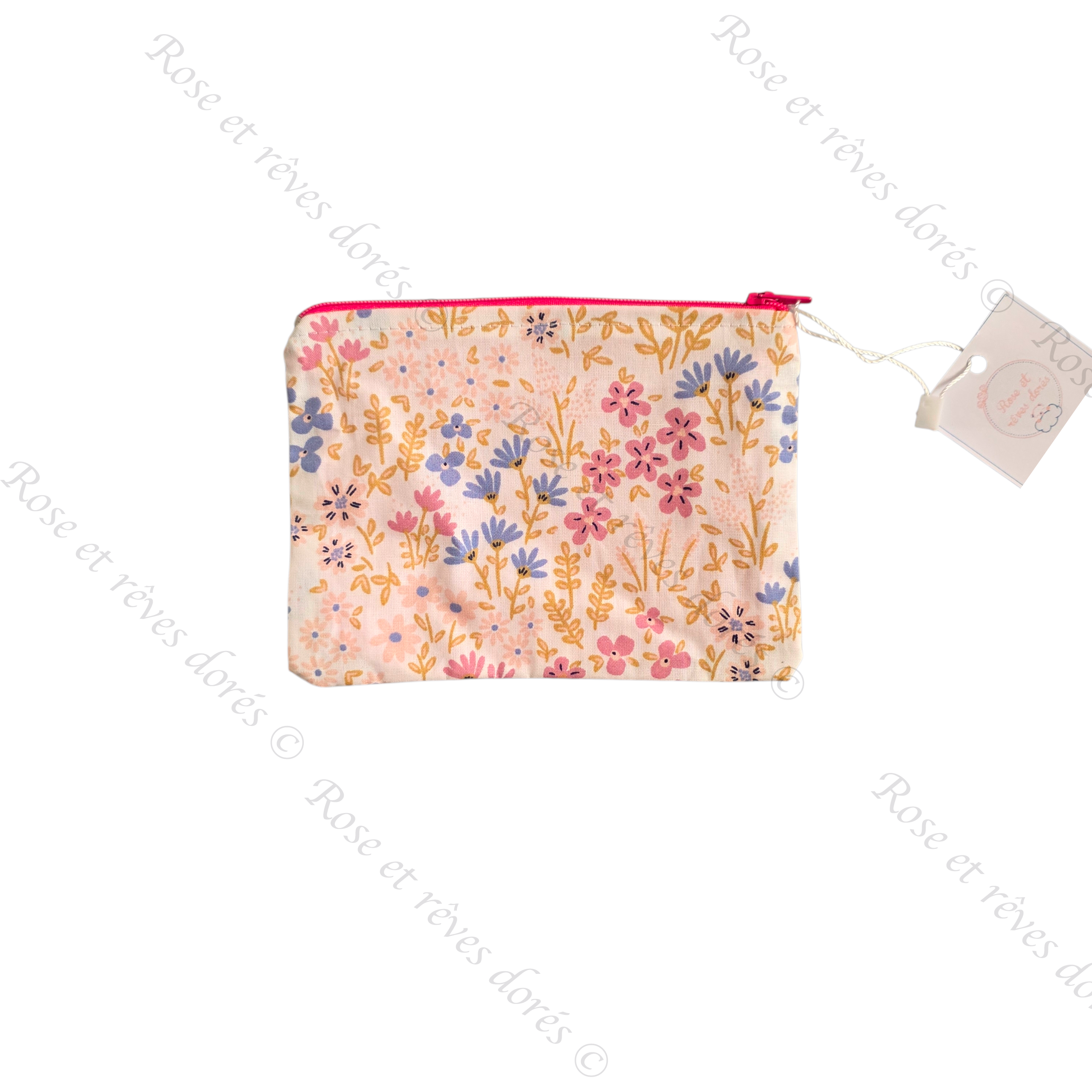 Rose et rêves dorés Pochettes et trousses diverses Pochette M jardin fleuri