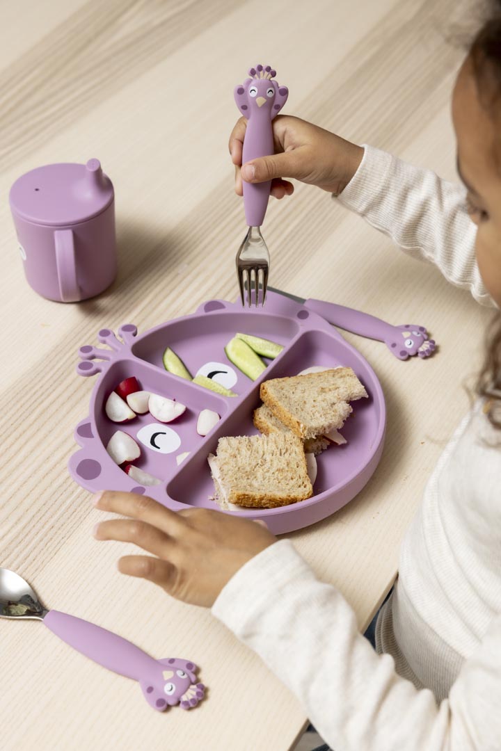 Trixie Baby Vaisselle Assiette avec ventouse en silicone et compartiments Mrs. Peacock