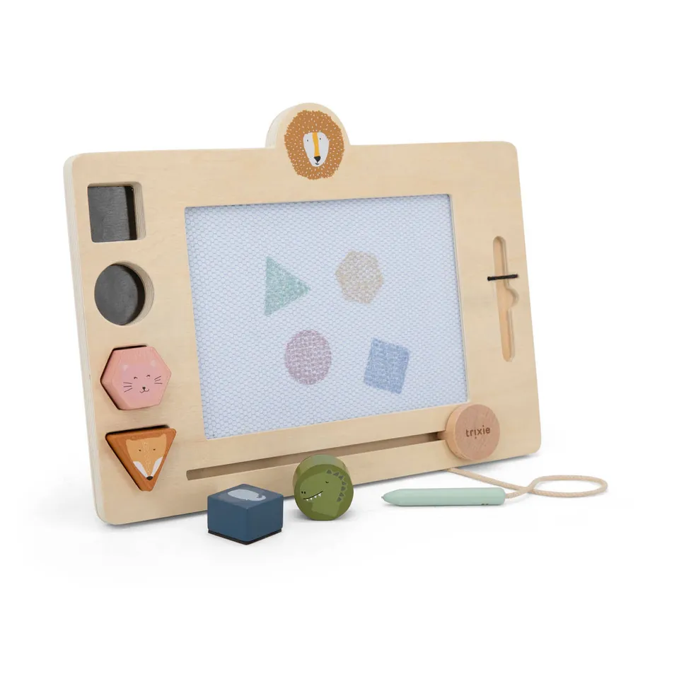 Trixie Baby Tableau à dessin en bois, tampons magnétiques animaux