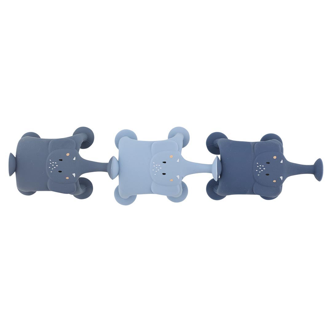 Trixie Baby Jouets sensoriels famille de Mrs. Elephant jouets de bain bleus 3 pièces