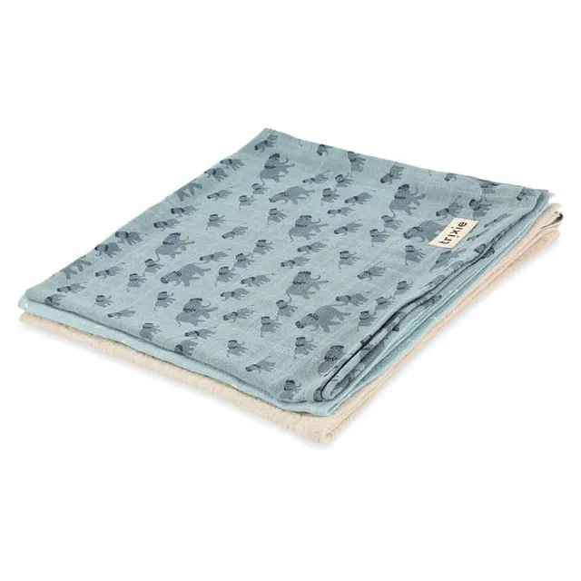 Trixie Baby Langes en mousseline 3-pack mix 55x55cm Enchanting Elephant coton bio