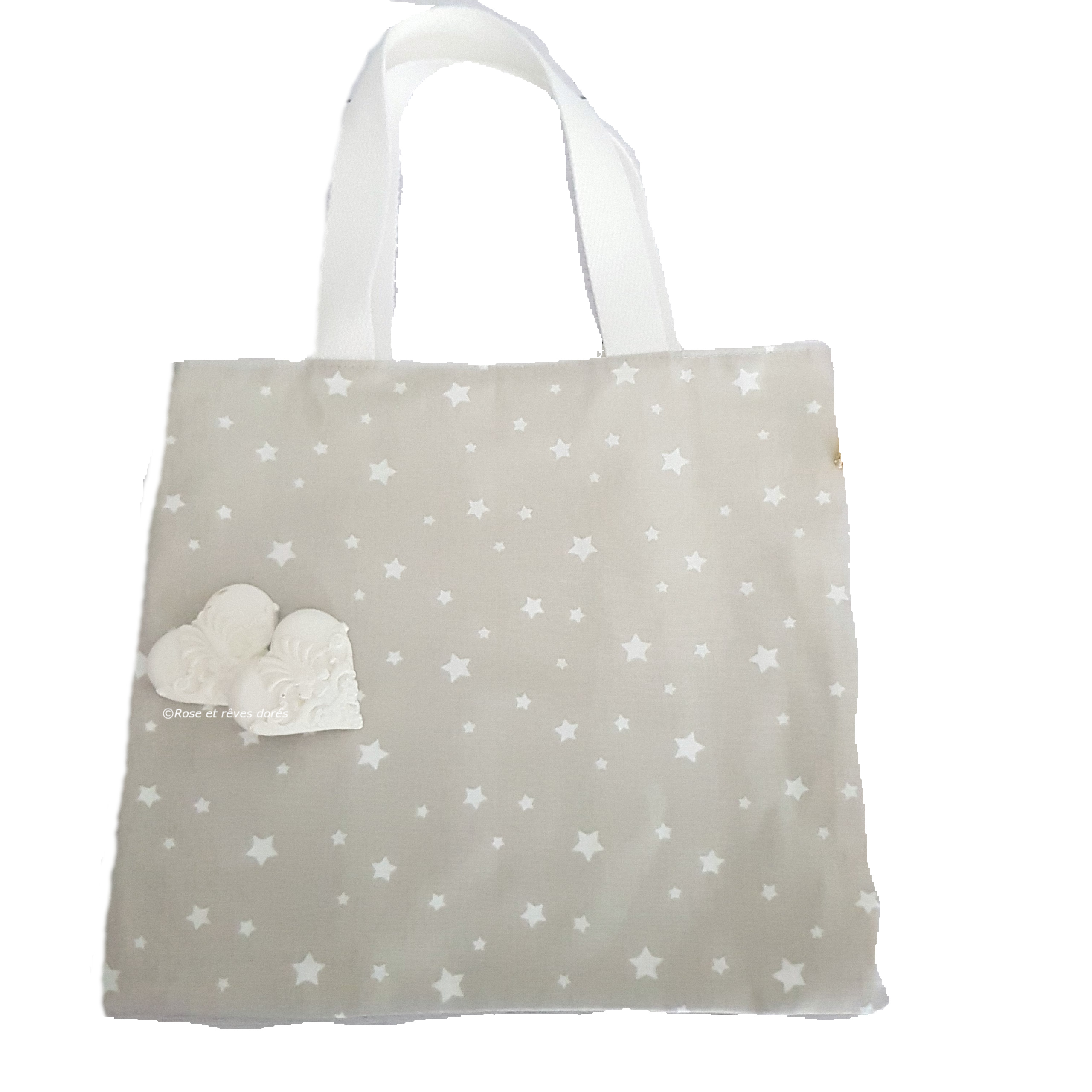 Rose et rêves dorés Sacs divers P’tit tote bag enfant Nougatine réversible coton