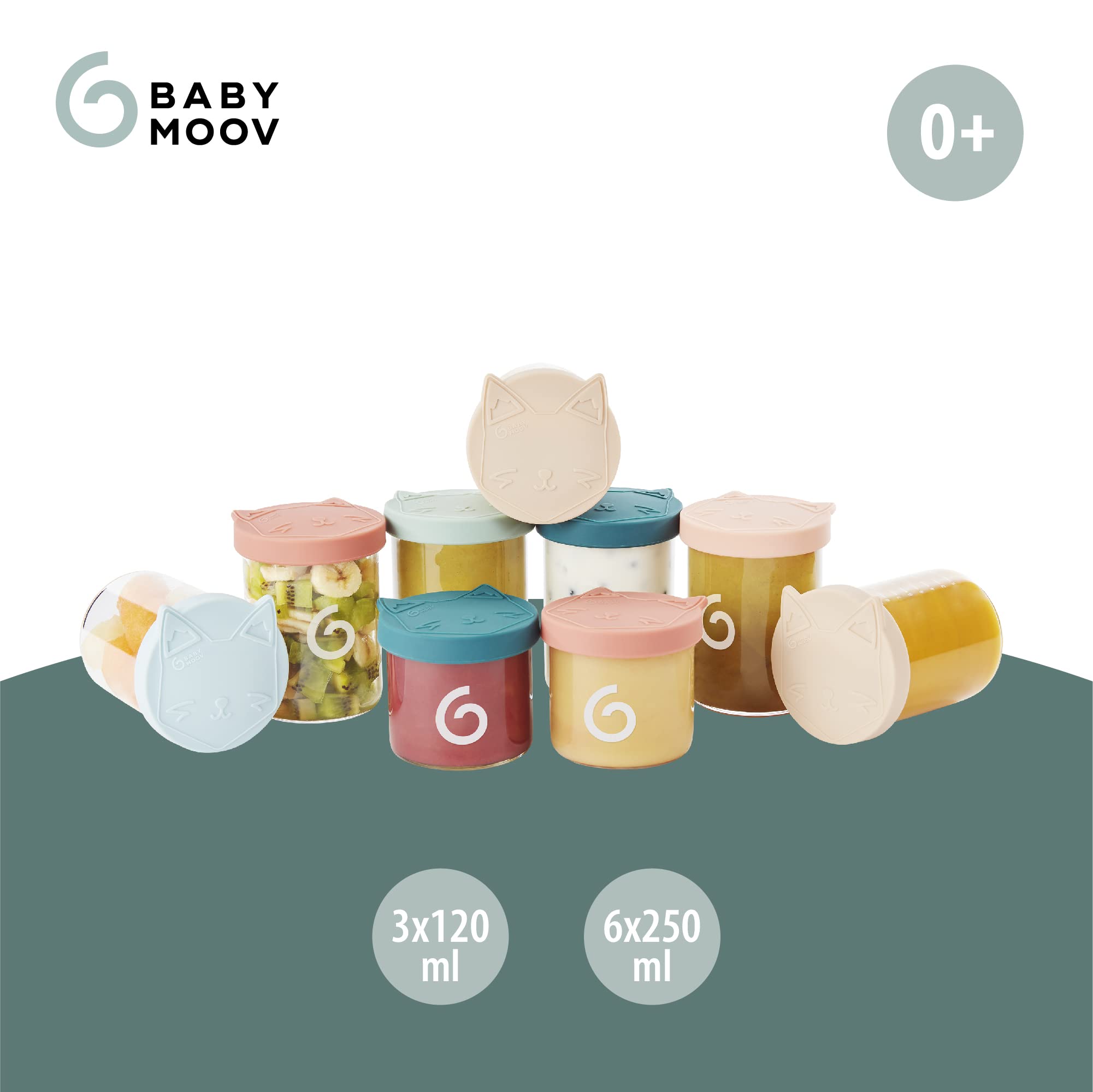 Babymoov Isy Bowls pots de conservation en verre 9 pièces hermétiques