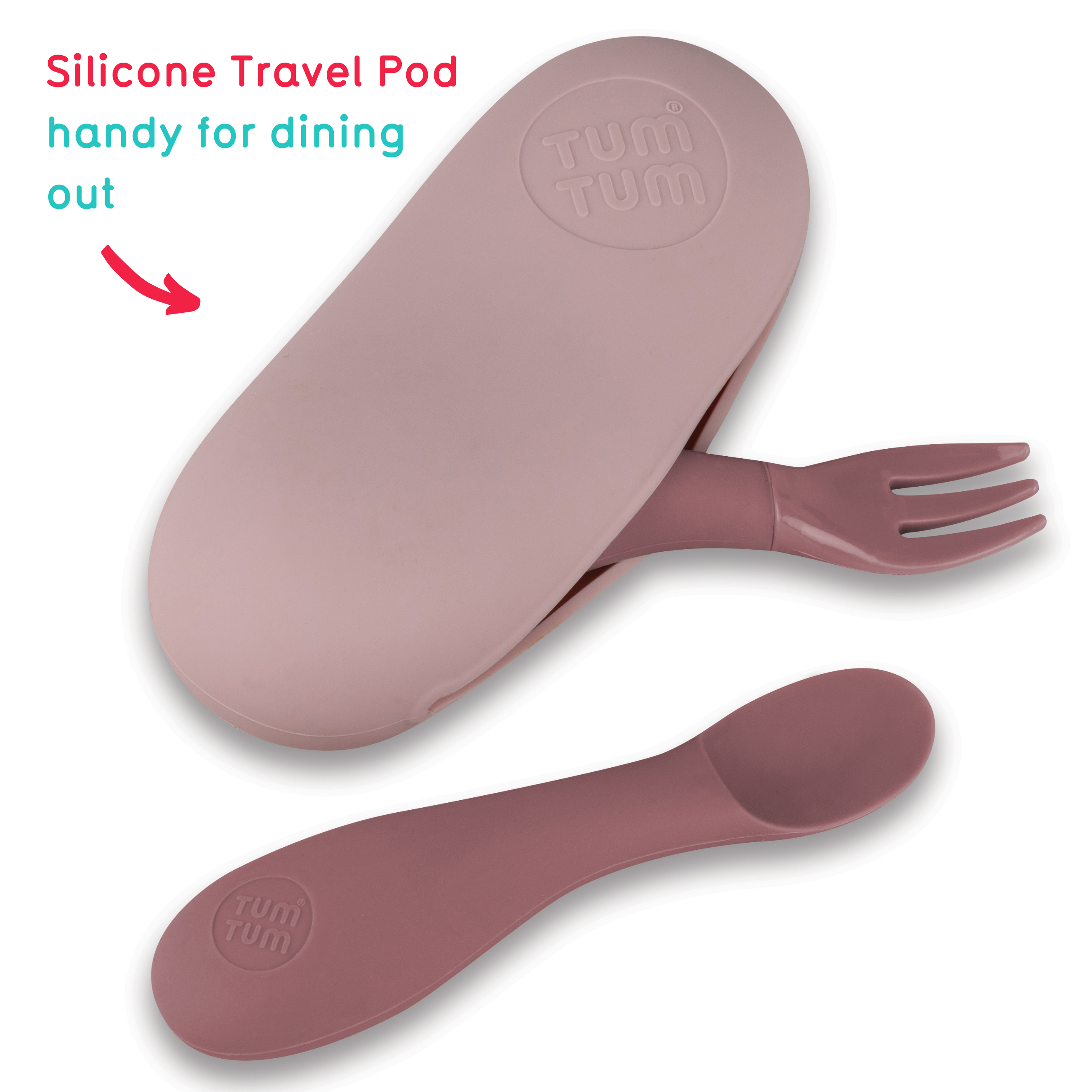Tum Tum Cutlery Baby Cutlery Set with Travel Case couverts bébé rose