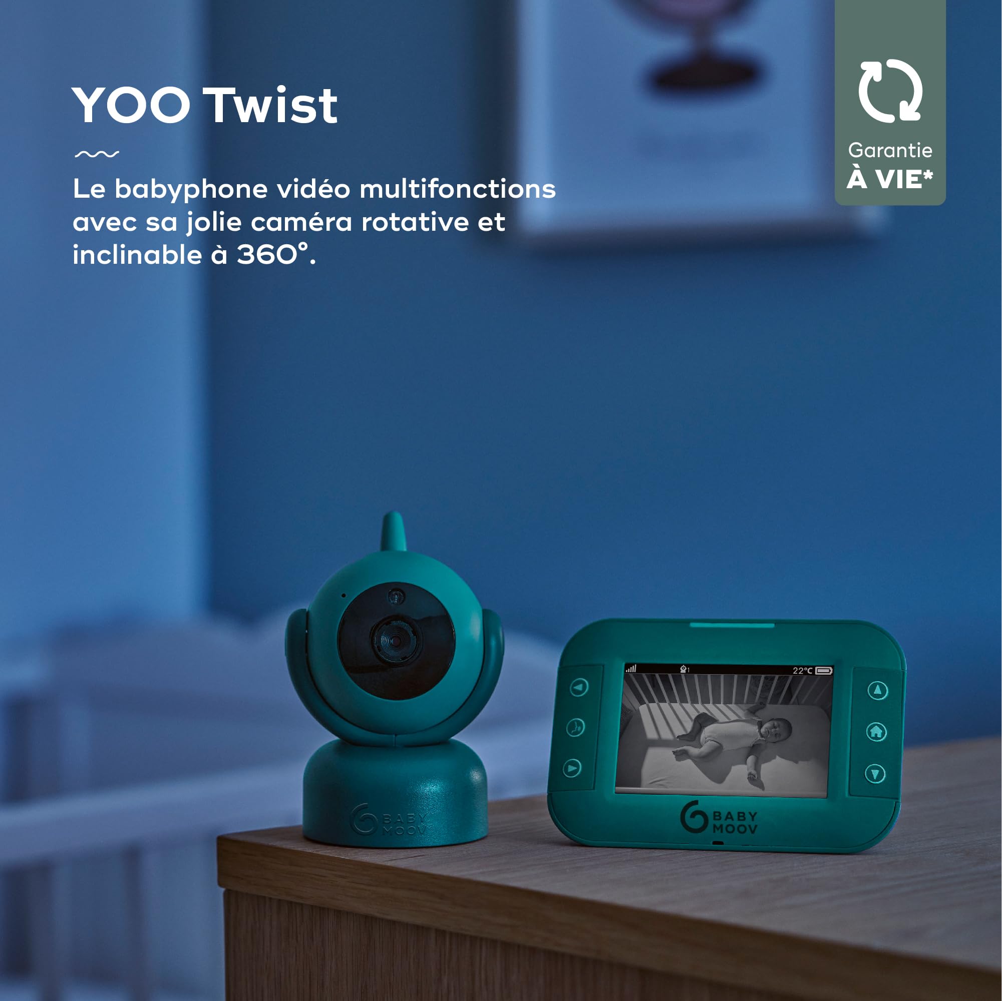 Babymoov YOO Twist babyphone vidéo caméra motorisée 360° écran 3,5 pouces