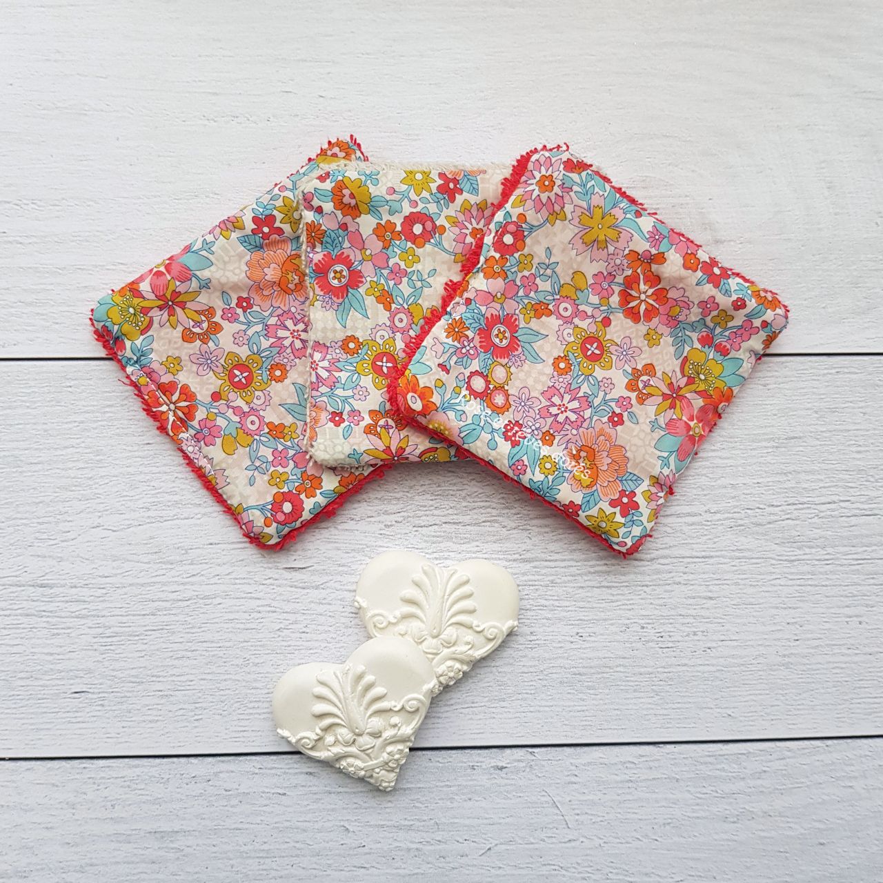 Rose et rêves dorés Lingettes Floral Waltz lot de 3 en coton