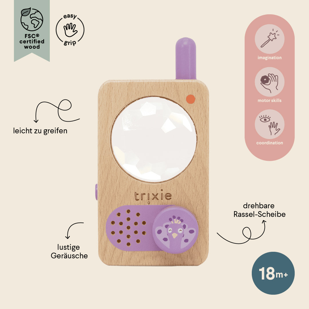 Trixie Baby Jeu symbolique talkie-walkie en bois Mrs. Peacock