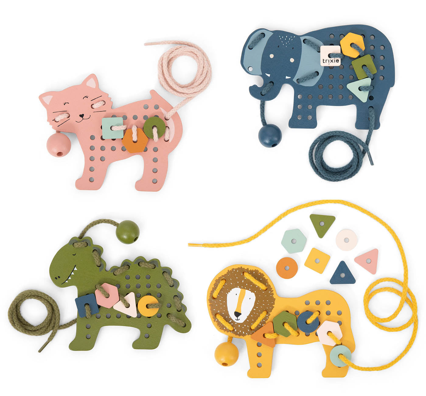 Trixie Baby Jouets d'activités Jeux de laçage bois animaux en bois FSC