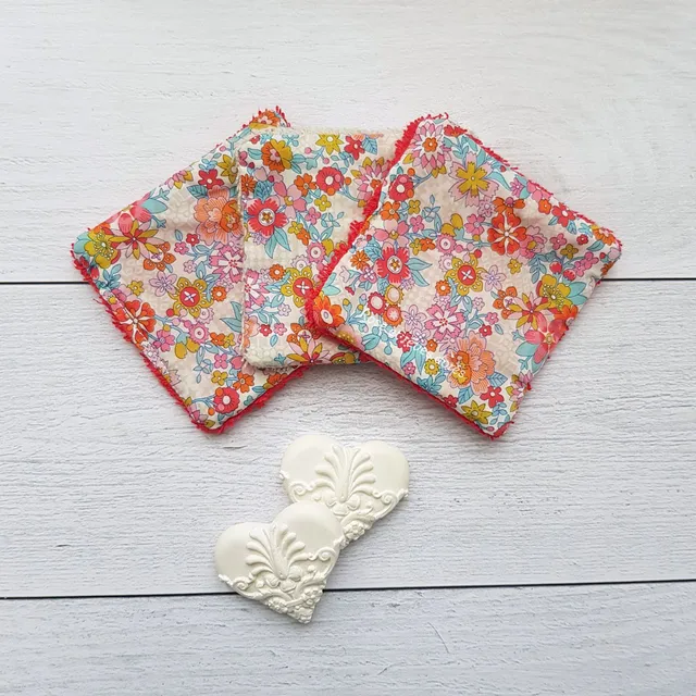 Rose et rêves dorés Lingettes Floral Waltz lot de 3 en coton