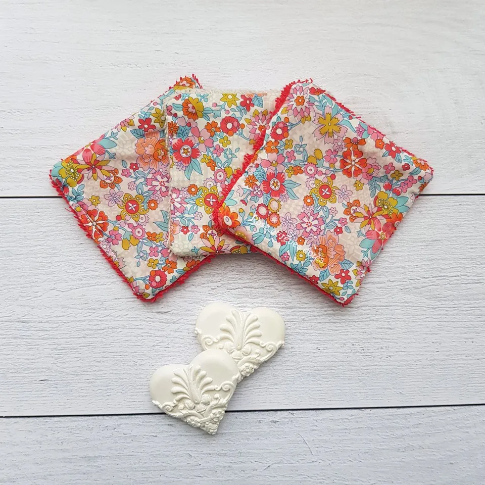 Rose et rêves dorés Lingettes Floral Waltz lot de 3 en coton