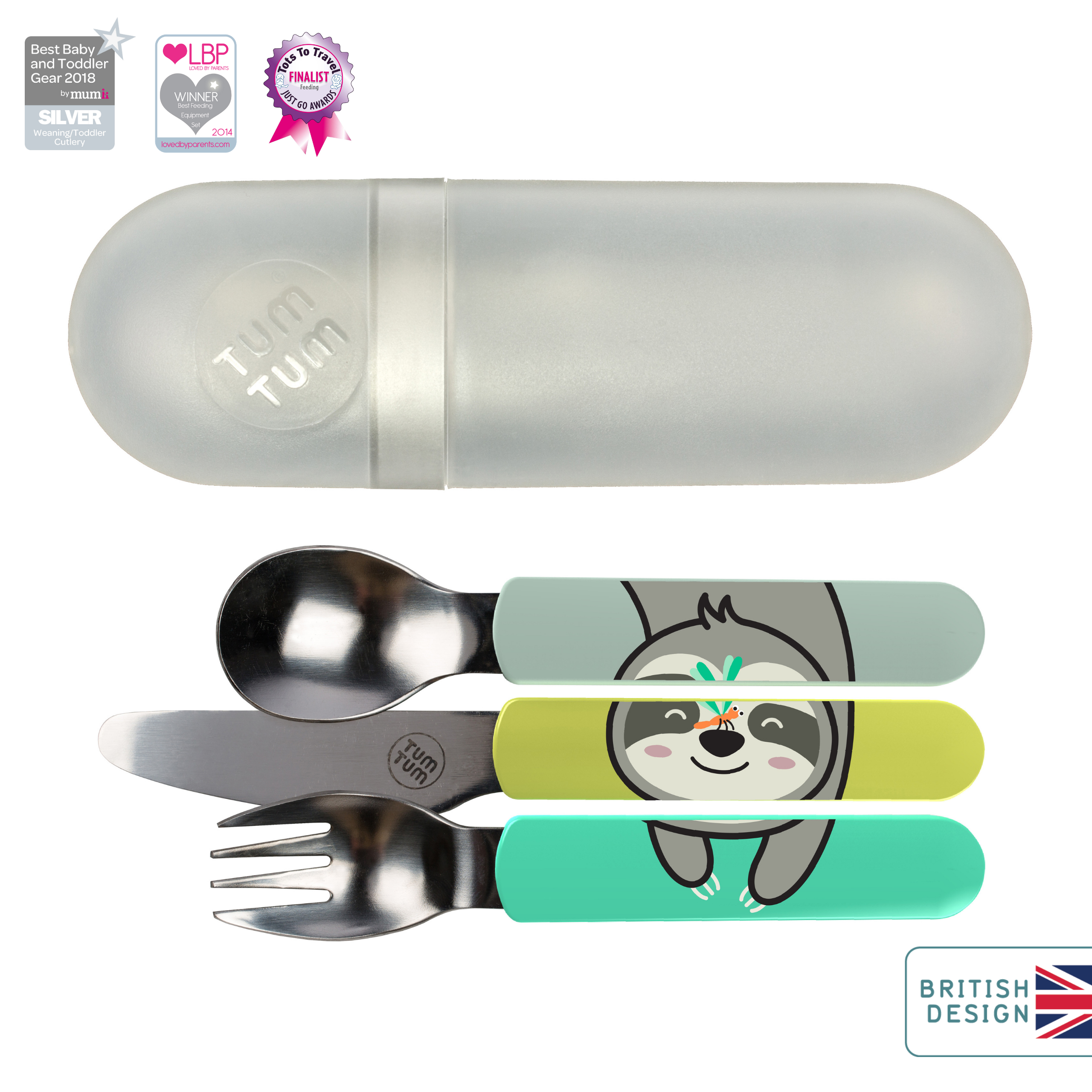 Tum Tum Cutlery Easy Scoop Stanley Sloth couverts avec étui