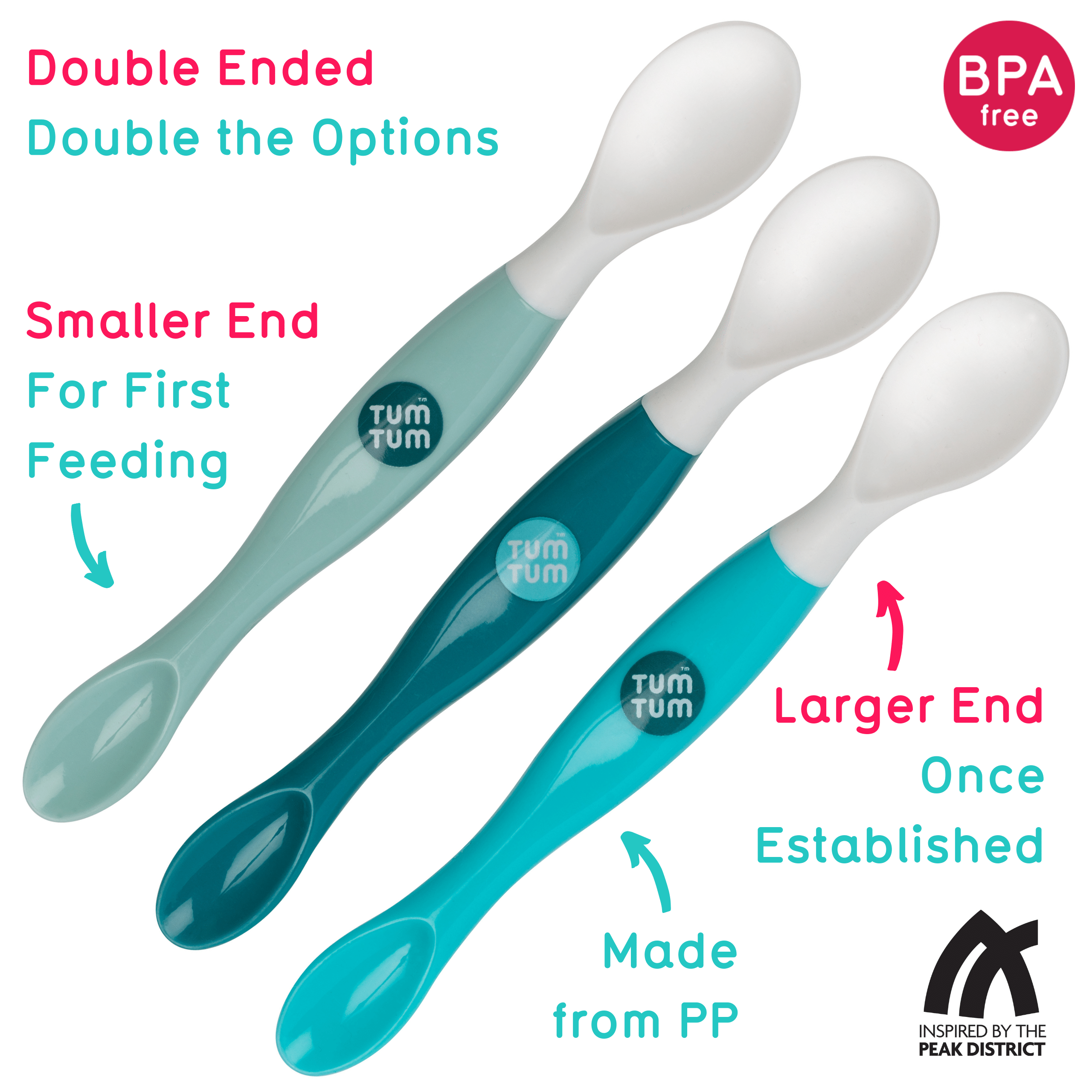 Tum Tum Cutlery 3pc Swapsie Baby Weaning Spoons cuillères bébé double embout