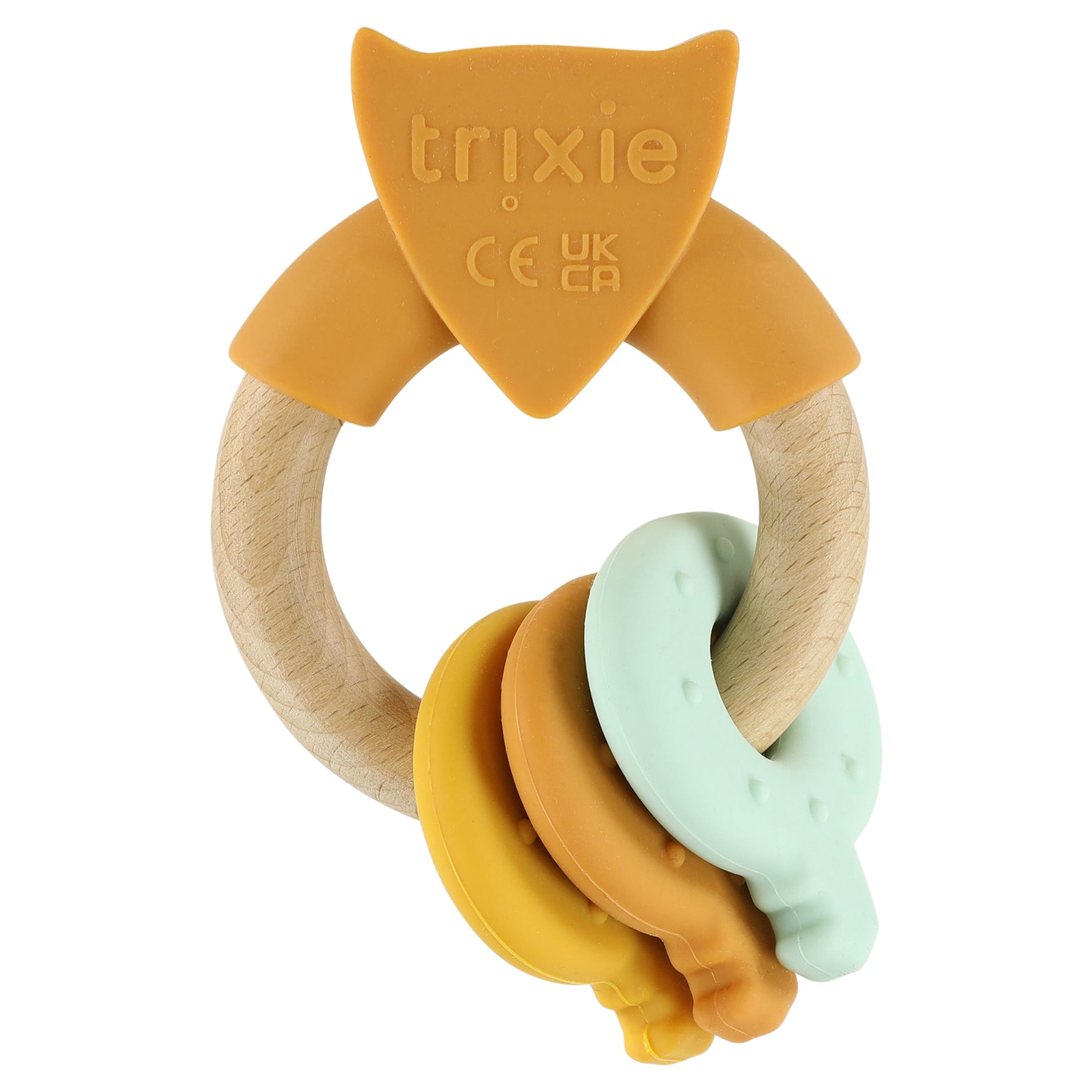 Trixie Baby Premiers jouets Mr. Fox anneau d’activités silicone et bois