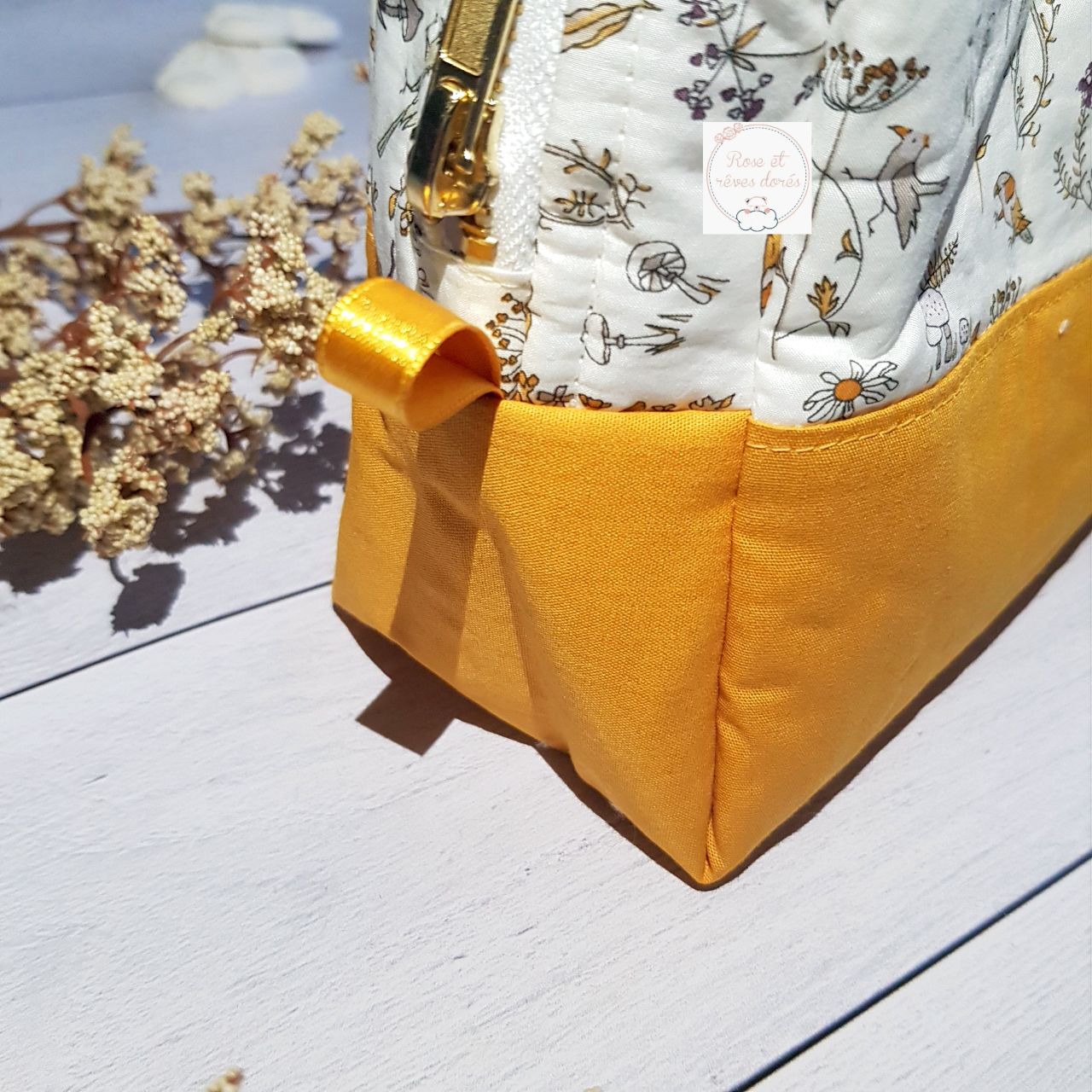 Rose et rêves dorés Trousses de toilette Calisson trousse coton doublée