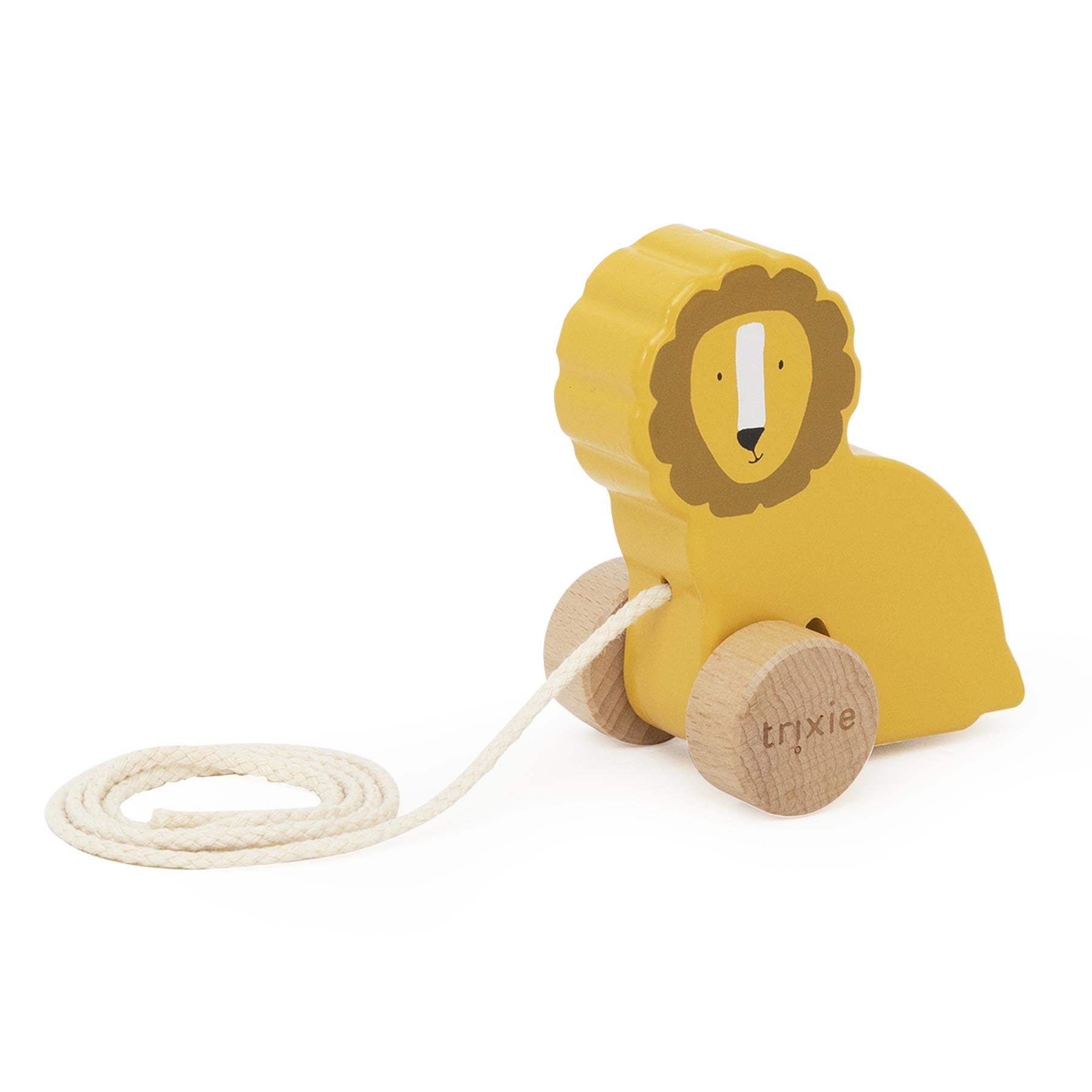 Trixie Baby Jouets à pousser et à tirer Petit jouet à tirer en bois Mr. Lion