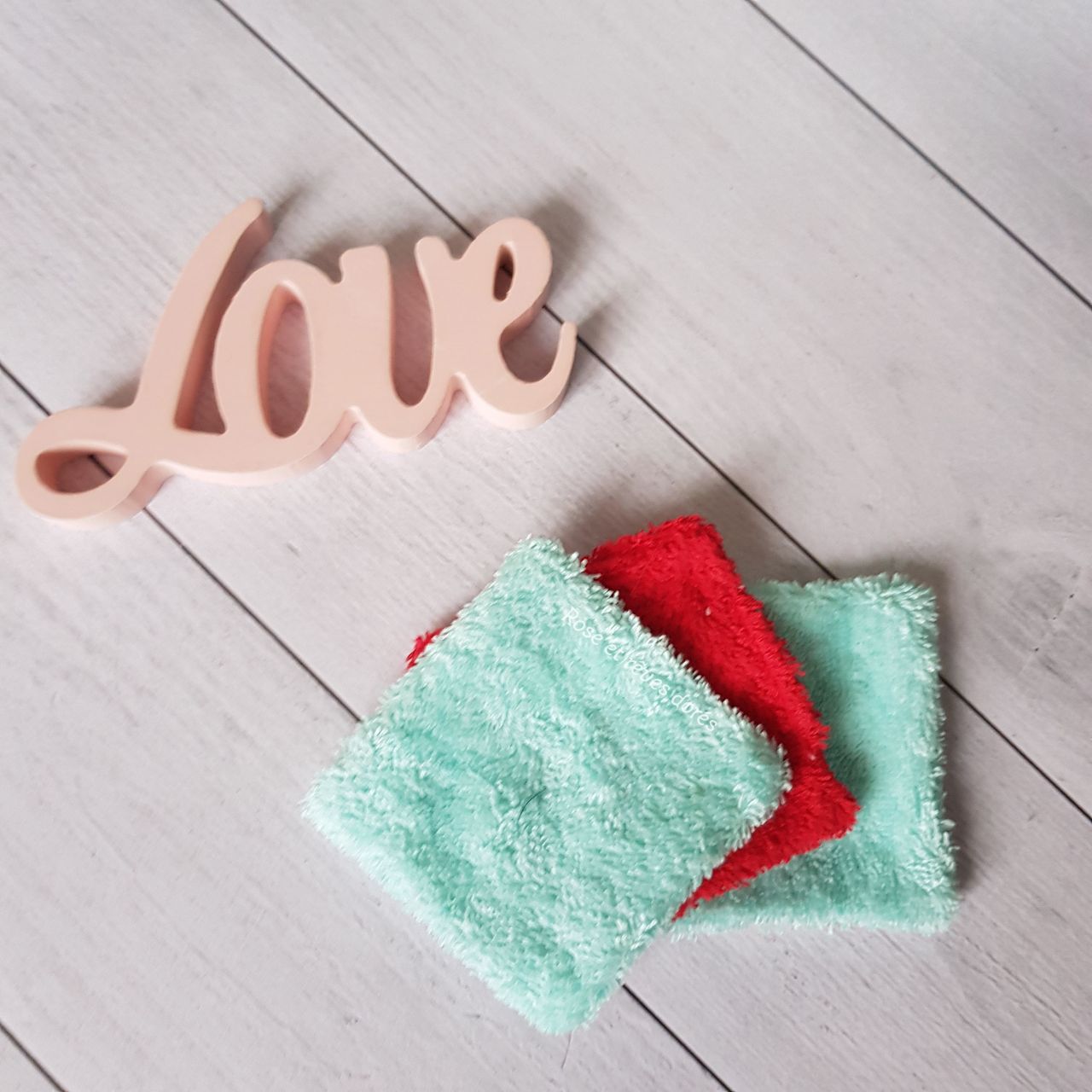 Rose et rêves dorés Aloha lingettes lavables lot de 3 coton et éponge