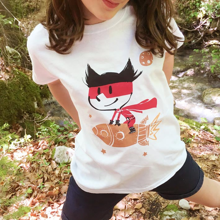 PIOLOU Le T-Shirt Super-Boy t-shirt blanc 1-2 ans en coton