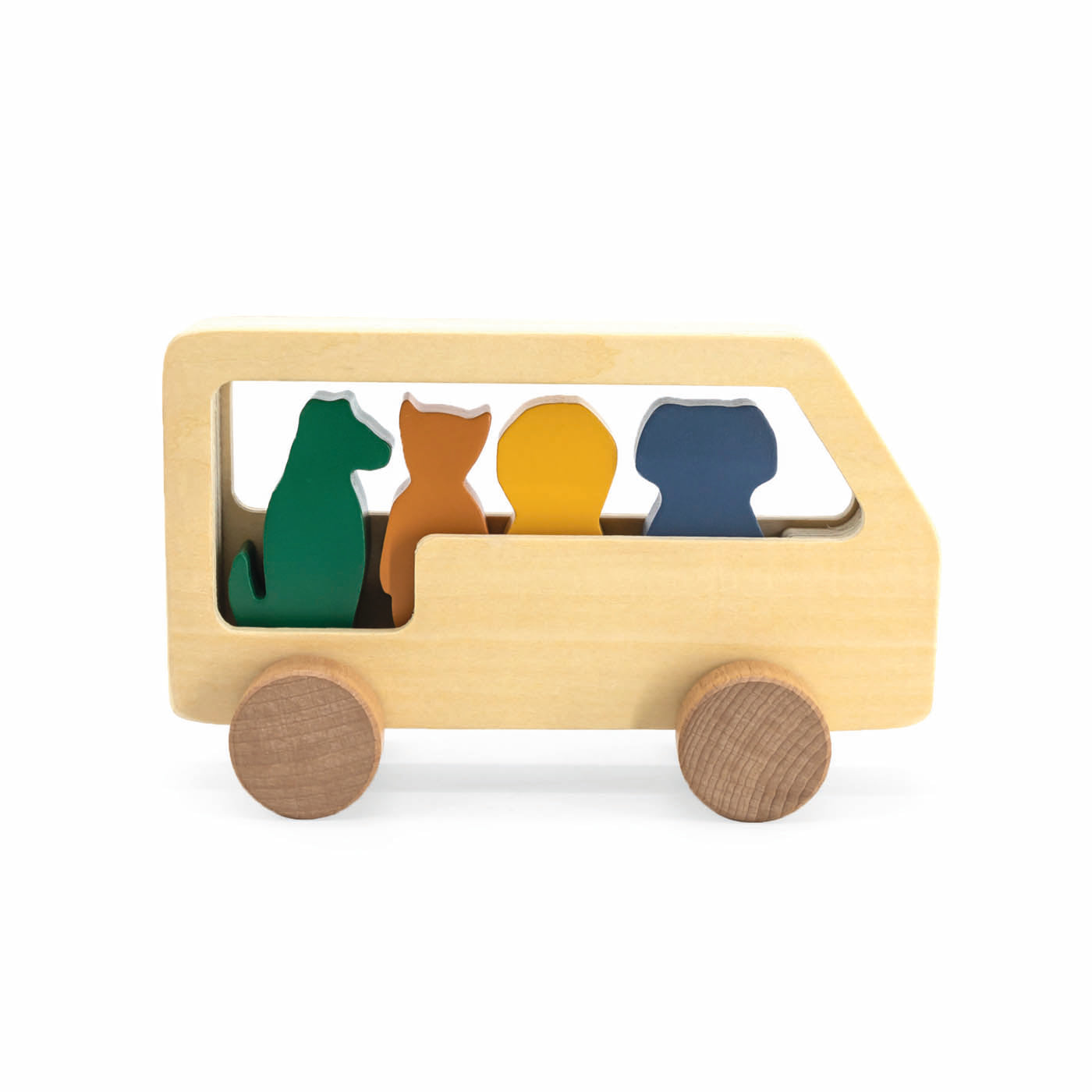 Trixie Baby Jouets à roulettes Bus animaux en bois FSC
