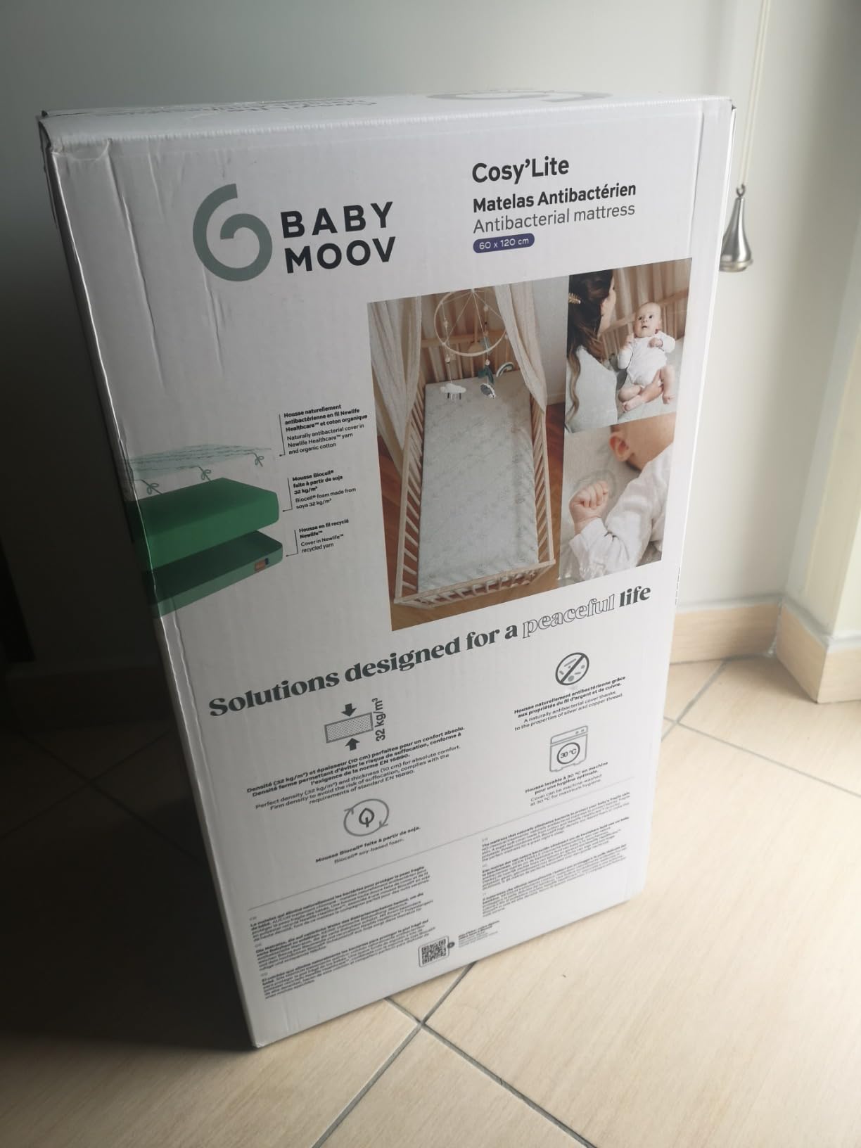 Babymoov Moov / Moov & Cosy'Lite Antibactérien matelas bébé 60 × 120 cm