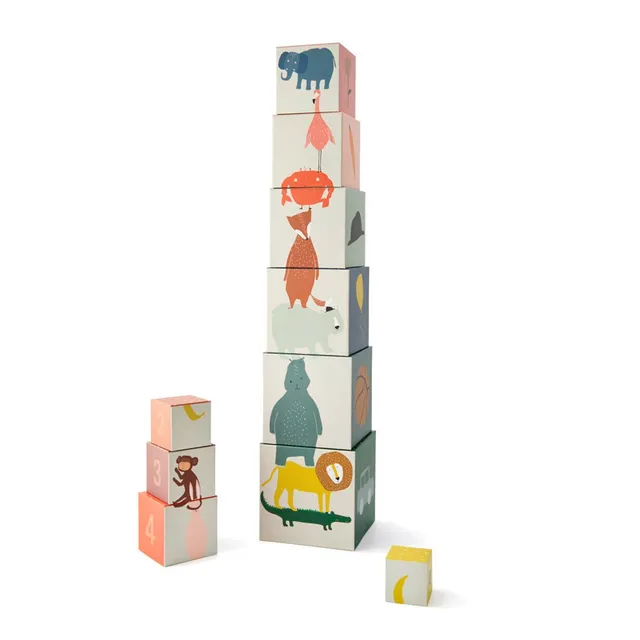 Trixie Baby Jouets à empiler blocs à empiler jeu de 10 blocs carton FSC
