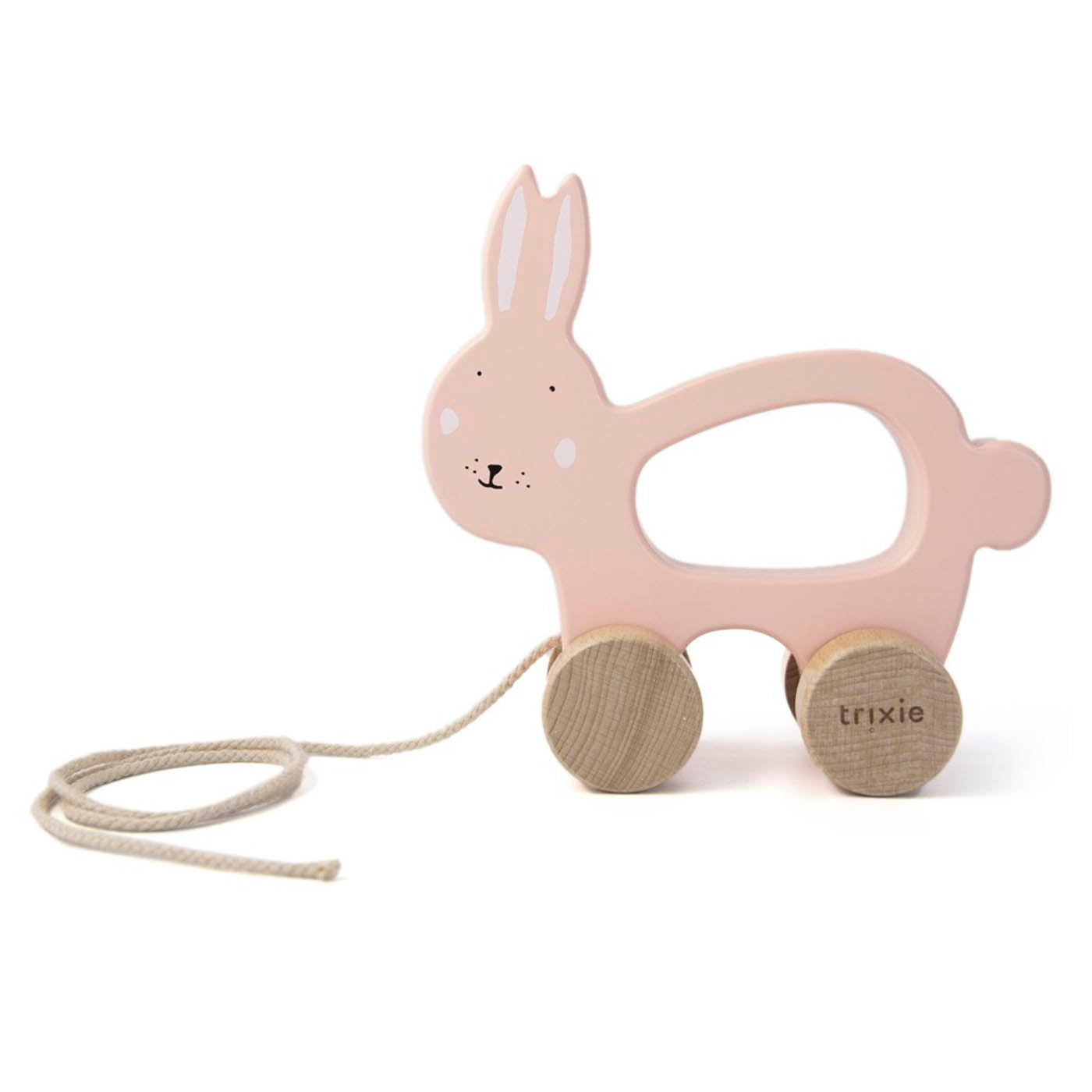 Trixie Baby Jouets à pousser et à tirer Jouet à tirer en bois Mrs. Rabbit
