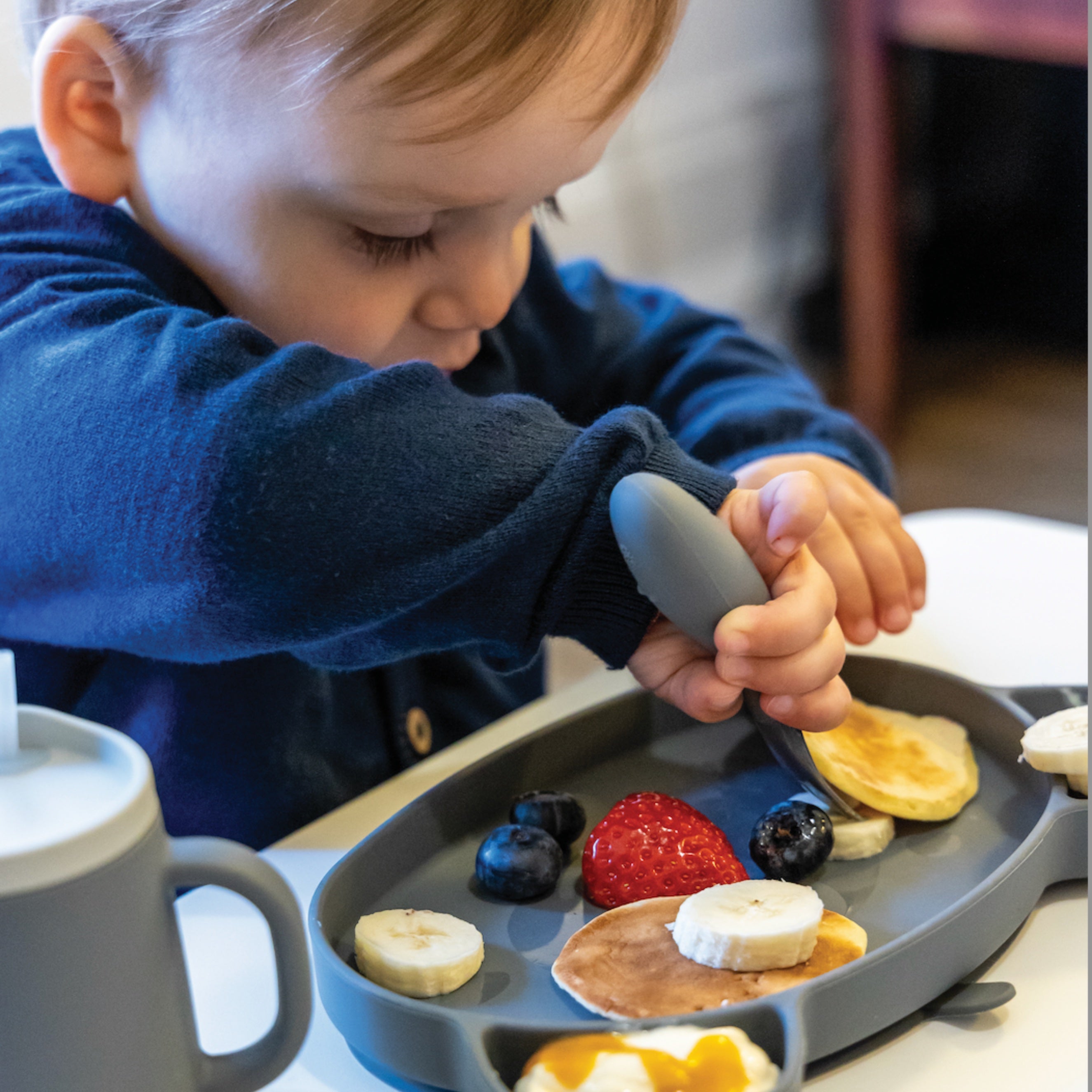 Tum Tum Cutlery couverts bébé gris avec étui de voyage