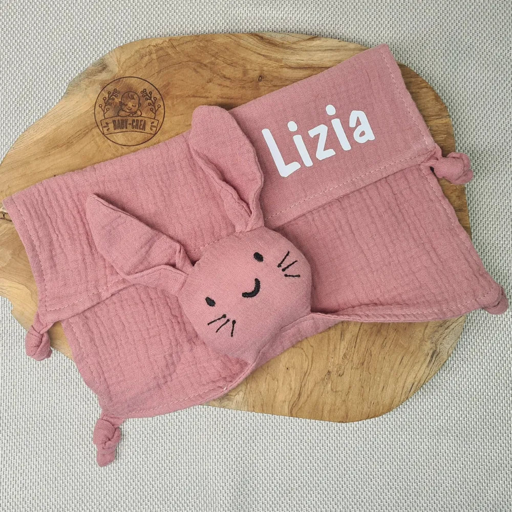 Baby-Crea Doudou personnalisé lapin beige prénom gravé tissu doux