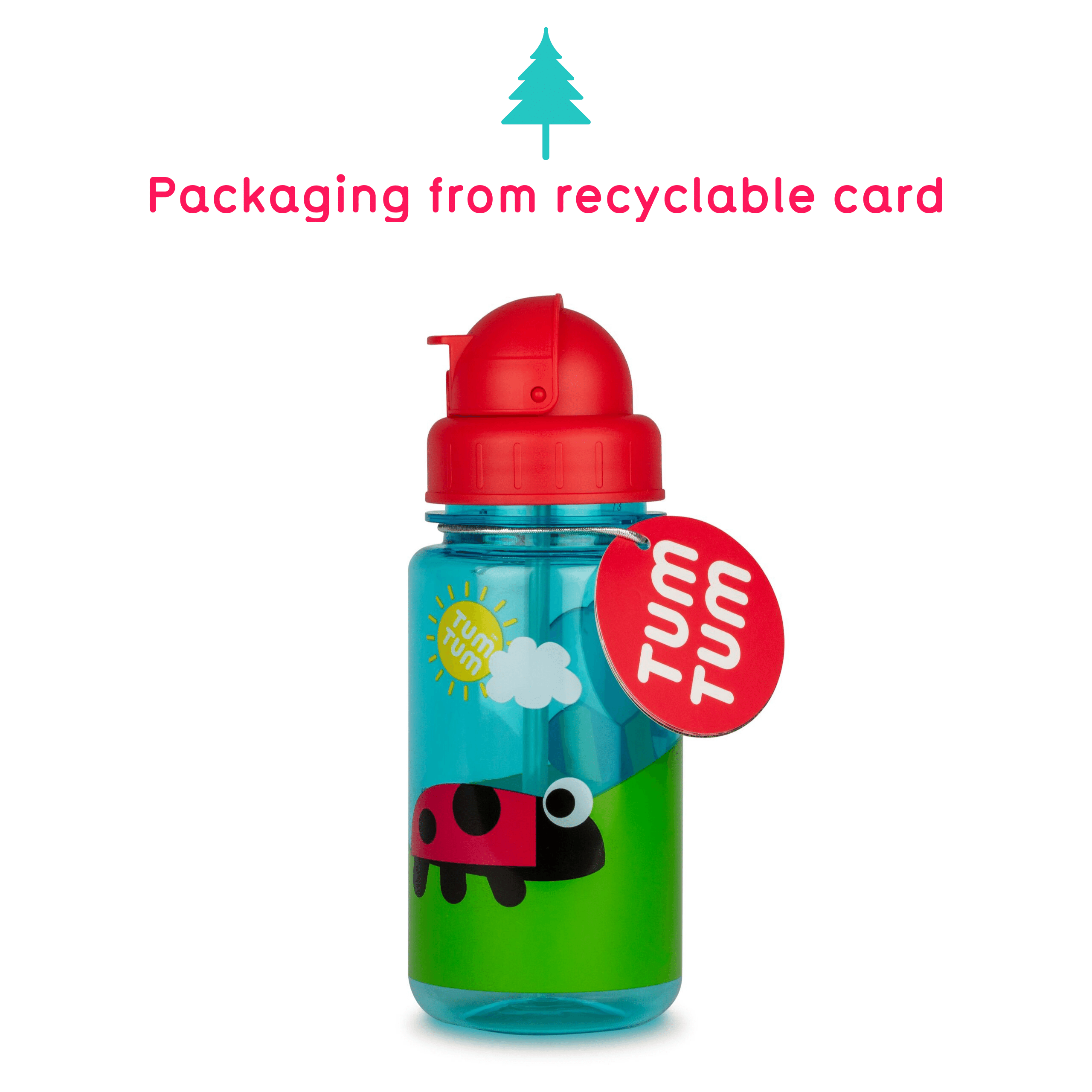 Tum Tum Water Bottles Bugs gourde enfant 400 ml, avec paille