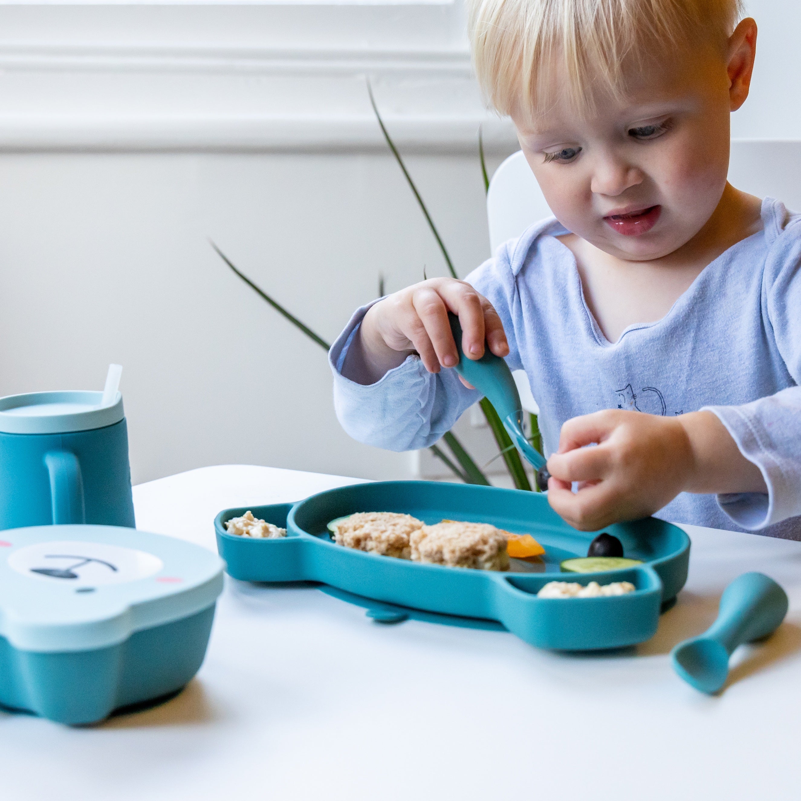 Tum Tum Cutlery Baby Cutlery Set with Travel Case couverts bébé bleu