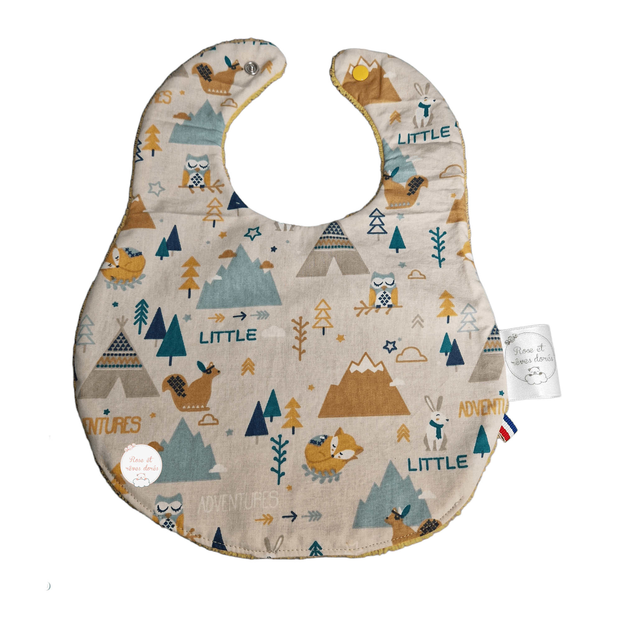 Rose et rêves dorés Bavoirs tipis et animaux bavoir coton bambou