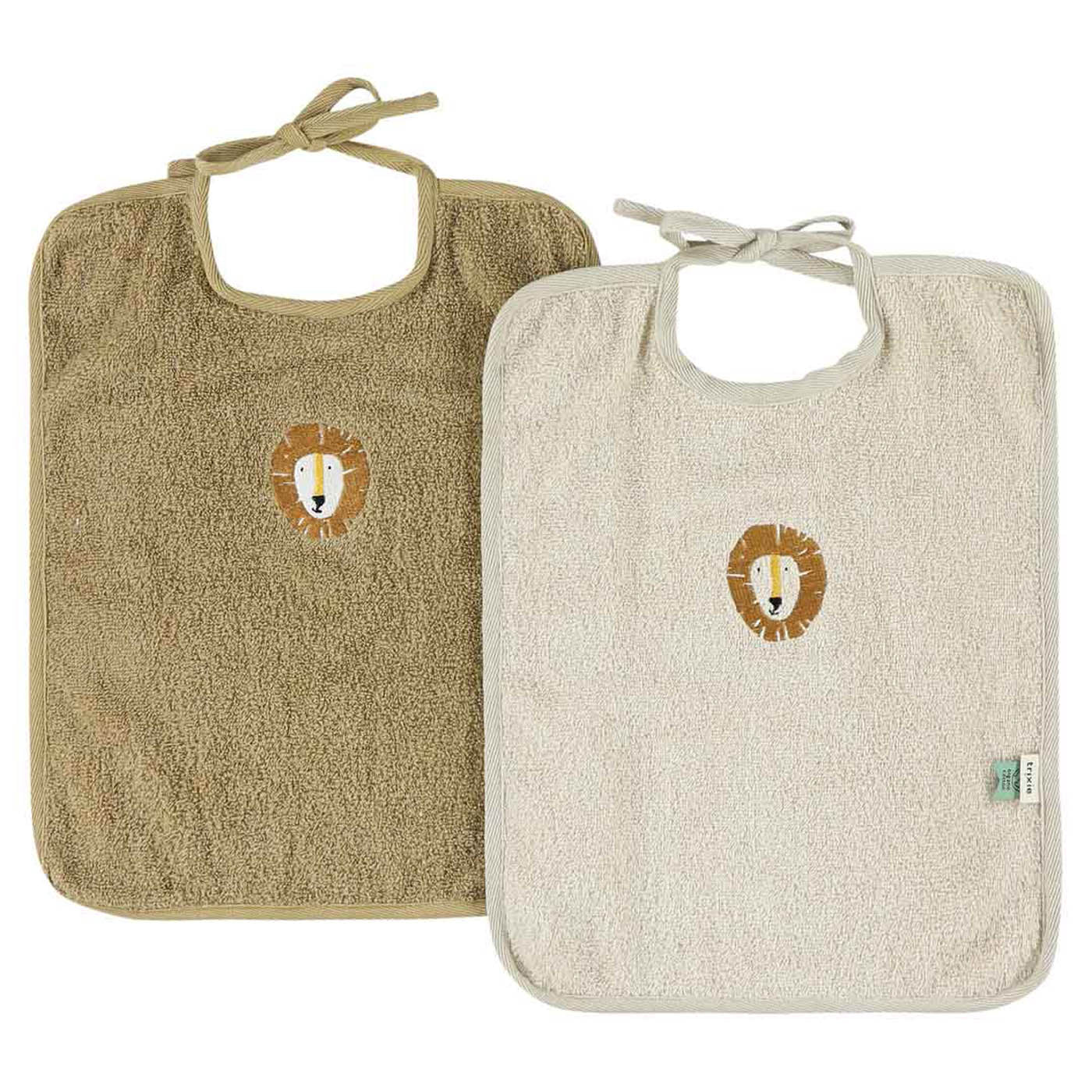 Trixie Baby Bavoirs Bavoir XL Aura Lion, lot de 2 en coton biologique