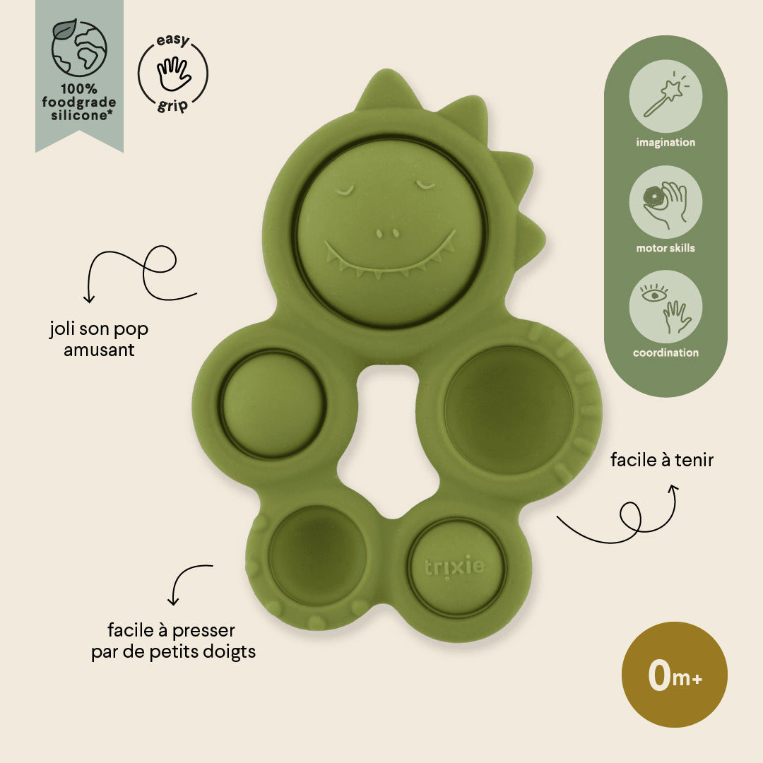 Trixie Baby Jouets sensoriels Jouet pop-it en silicone Mr. Dino