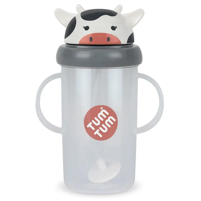 Tum Tum Cups Tall Tippy Up Sippy Cup gobelet Connie Cow 300 ml paille lestée