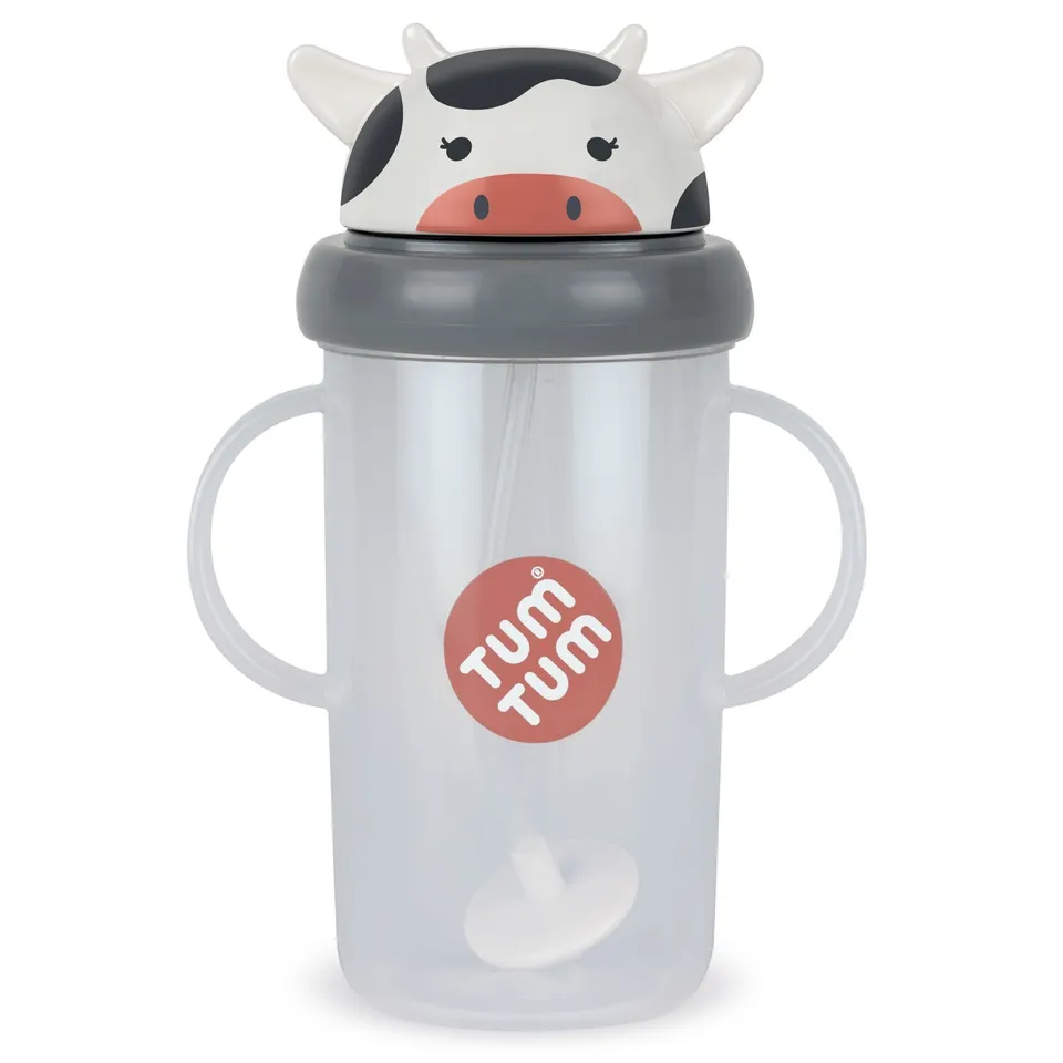 Tum Tum Cups Tall Tippy Up Sippy Cup gobelet Connie Cow 300 ml paille lestée